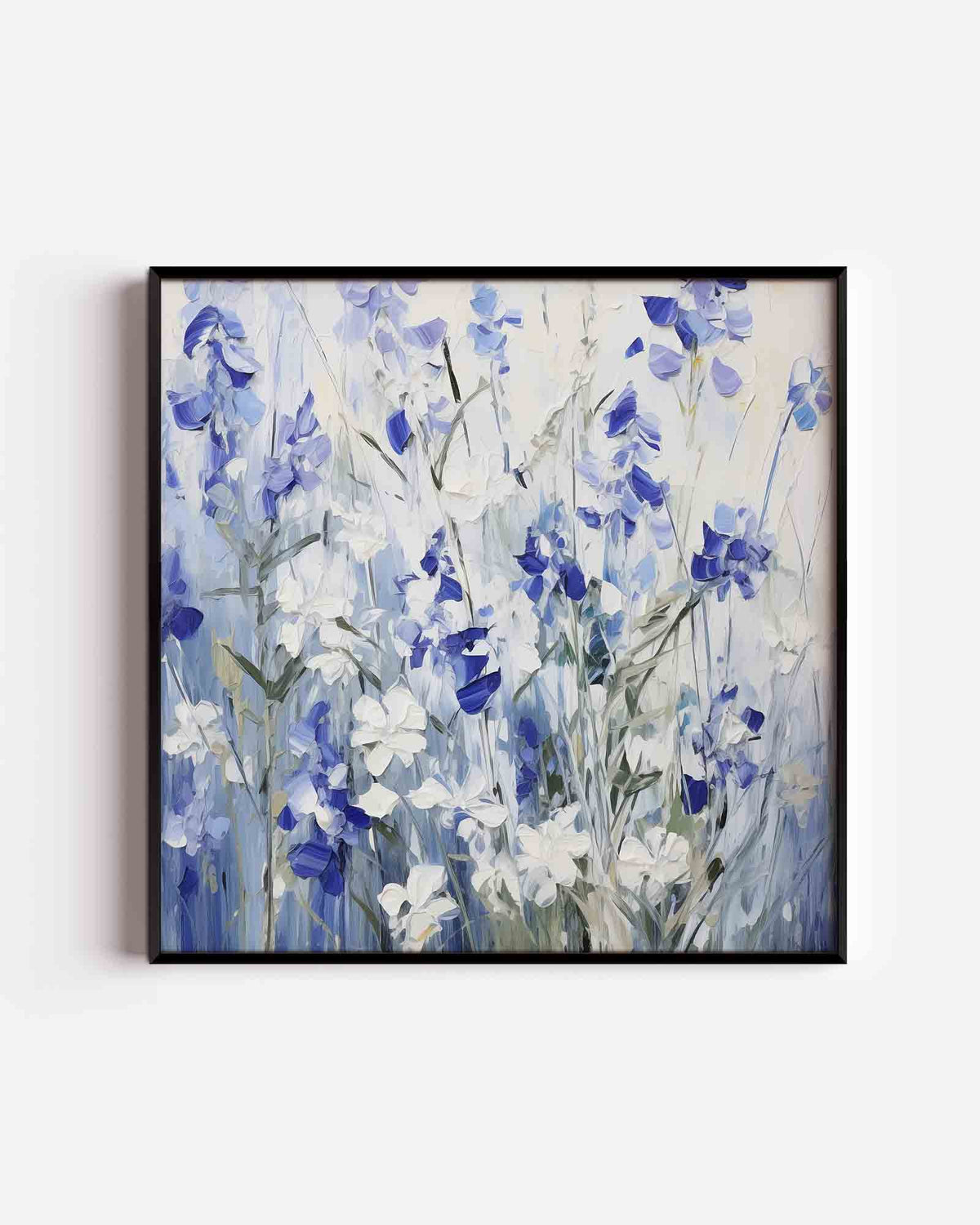 Blauwe bloemen – bloemen vierkante poster als wanddecoratie