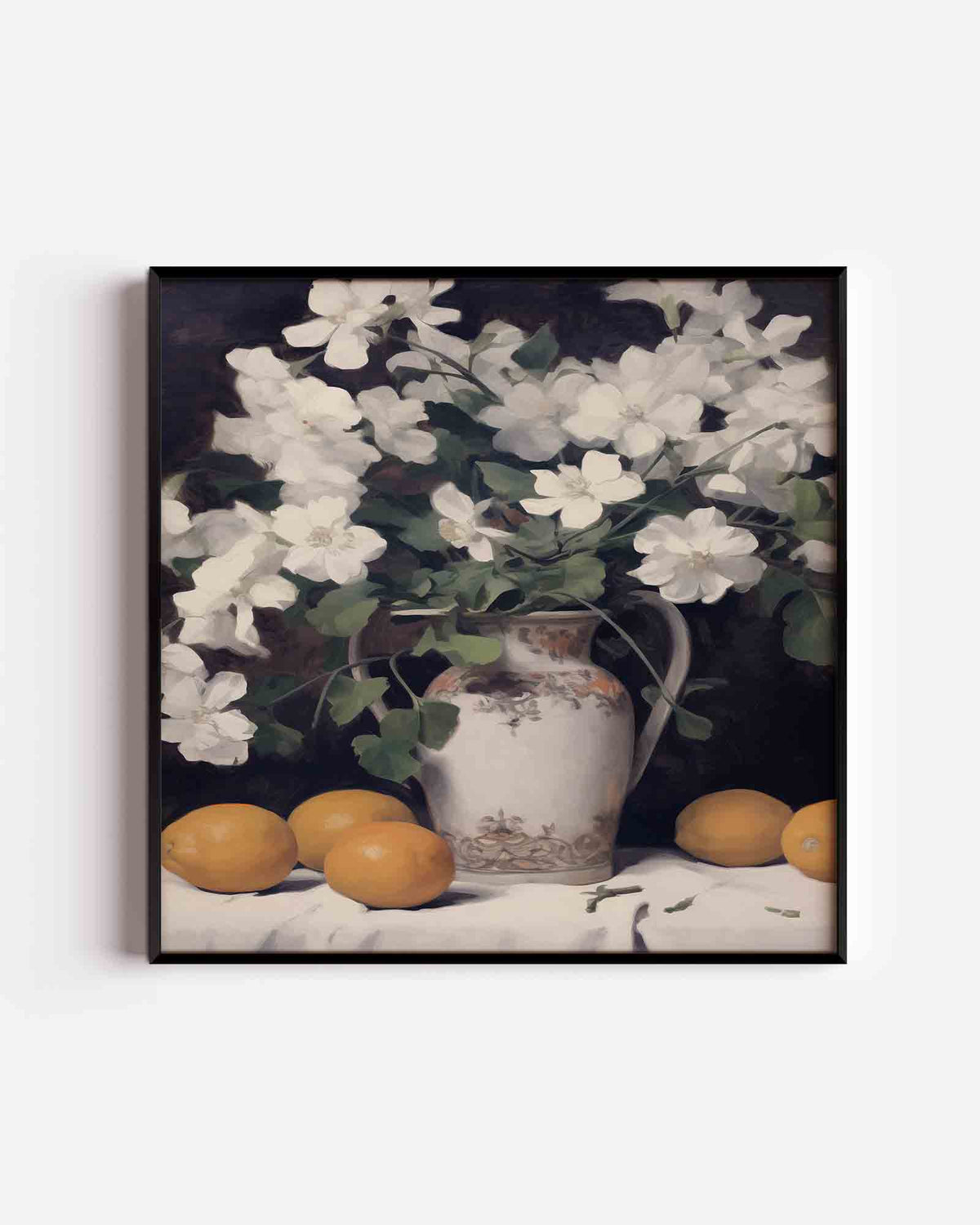Bloemen en citroenen – vintage vierkante poster als wanddecoratie