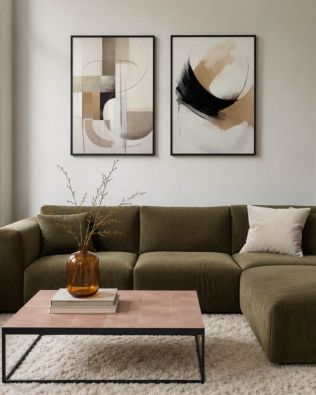 Vorm en balans Posterset-Bauhaus-geïnspireerde geometrische posters in een modern interieur