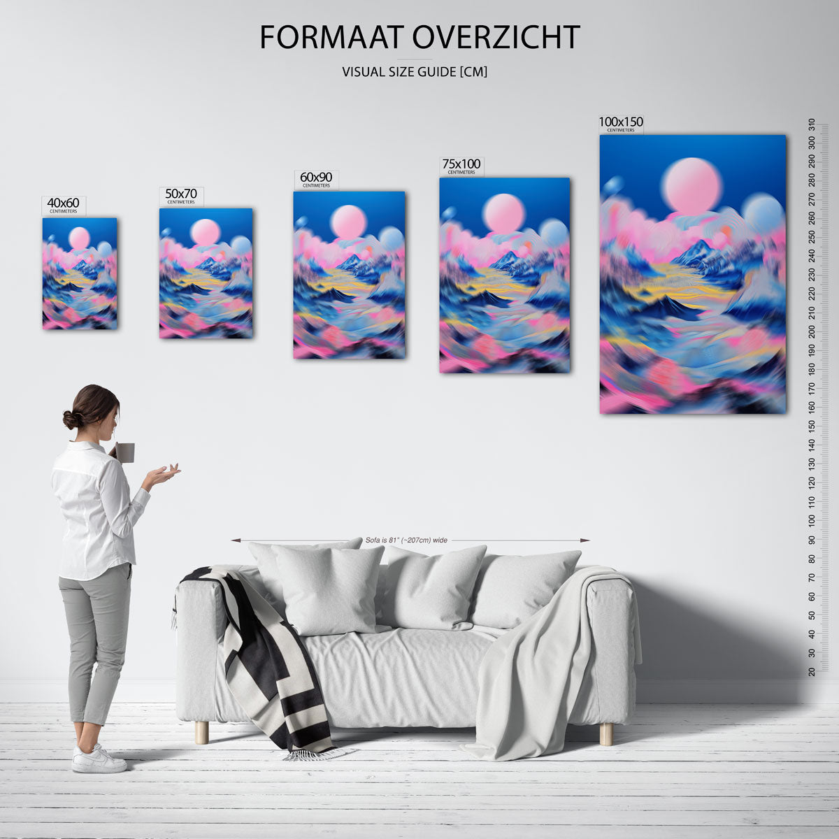 Dromerige berglandschap – moderne staande wandkunst