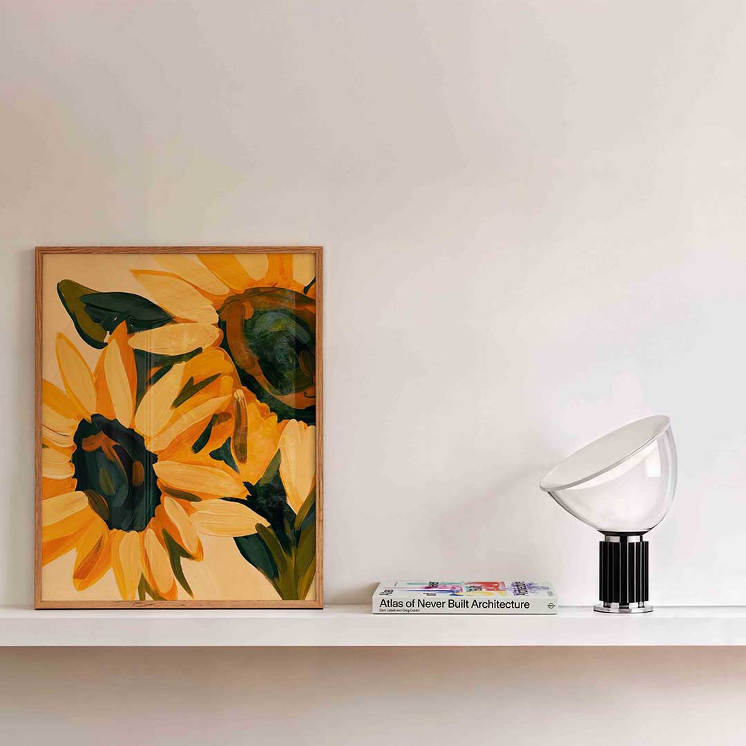Zonnebloemen – kleurrijke illustratie als portret poster