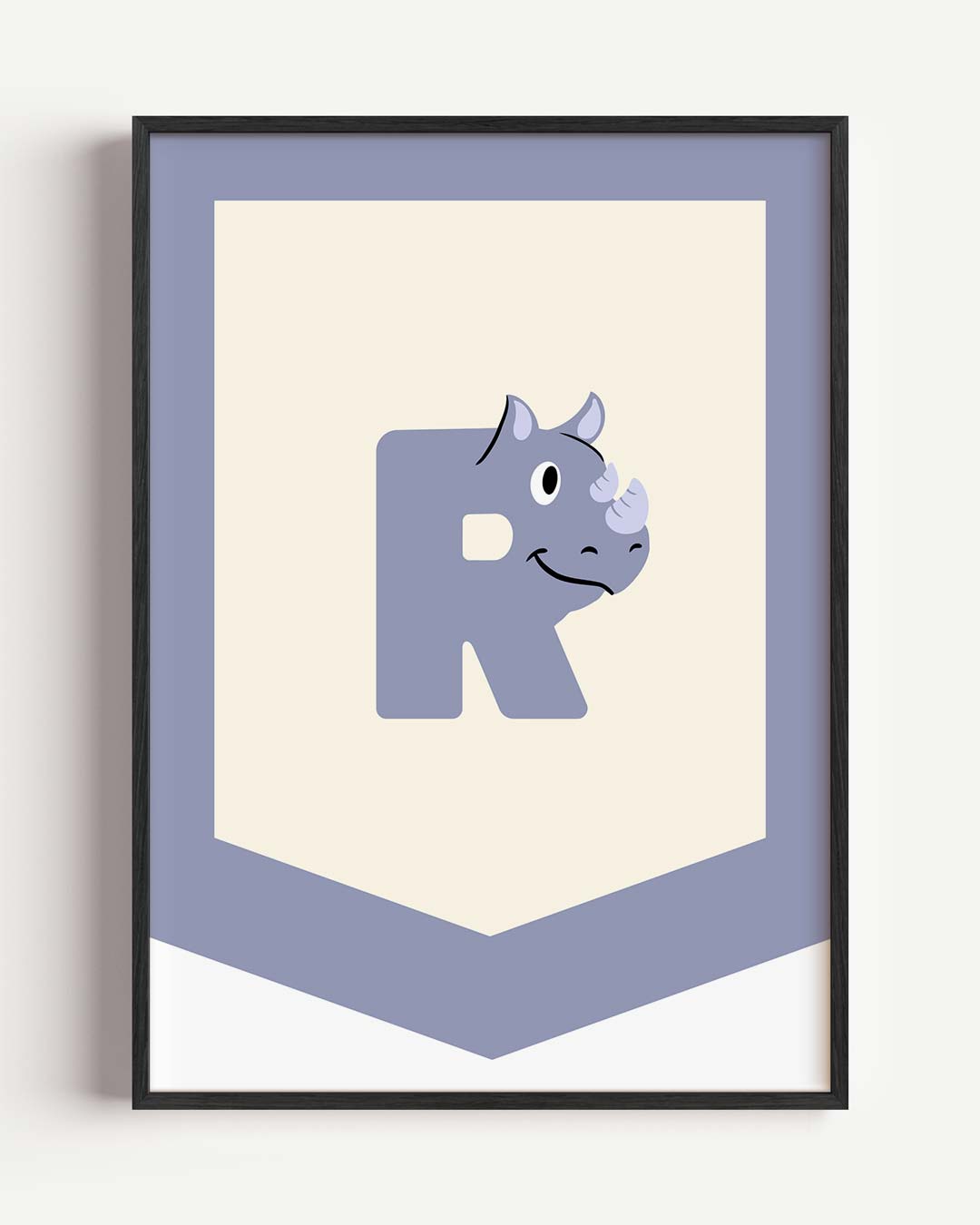 Schattige Neushoorn – kids portret poster als wanddecoratie
