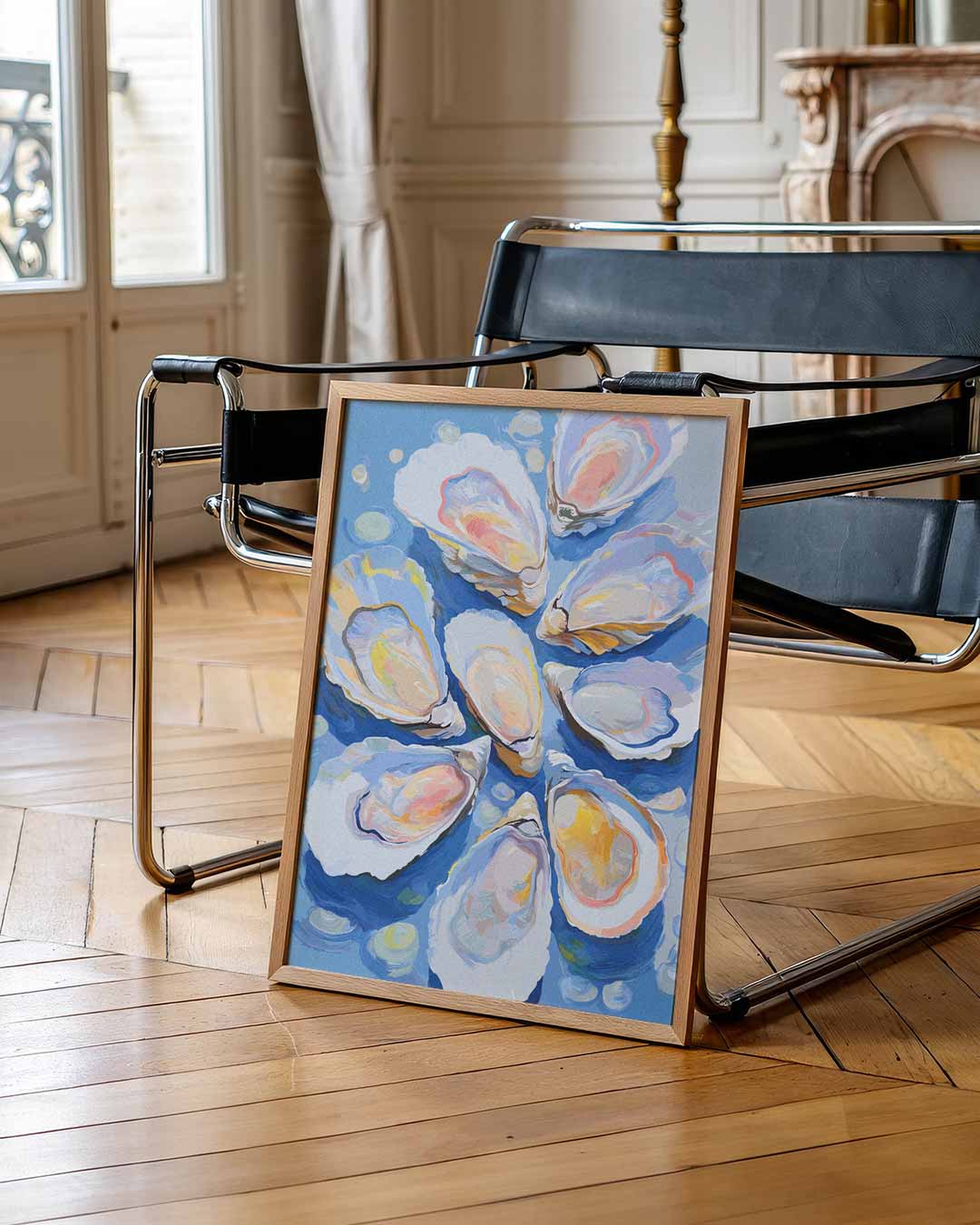 Elegant Oester Kunstwerk – zomerse wandkunst als portret poster
