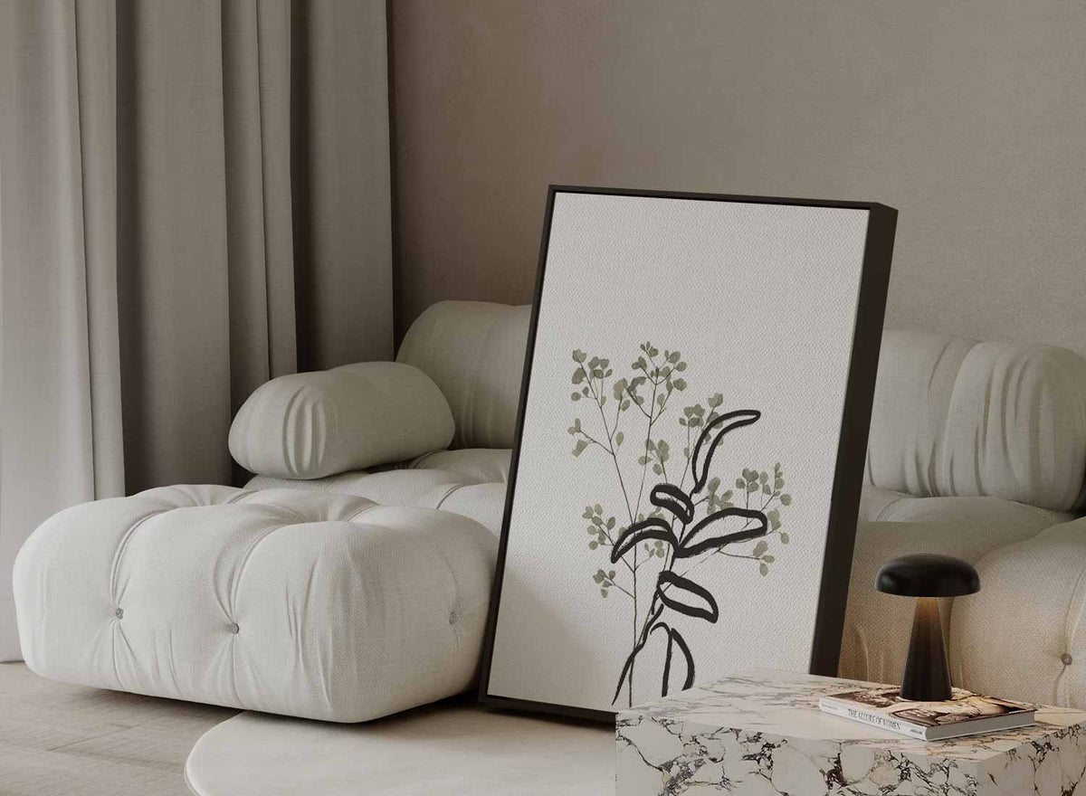 Minimalistische Botanische Illustratie – staande wandkunst voor woonkamer of interieur