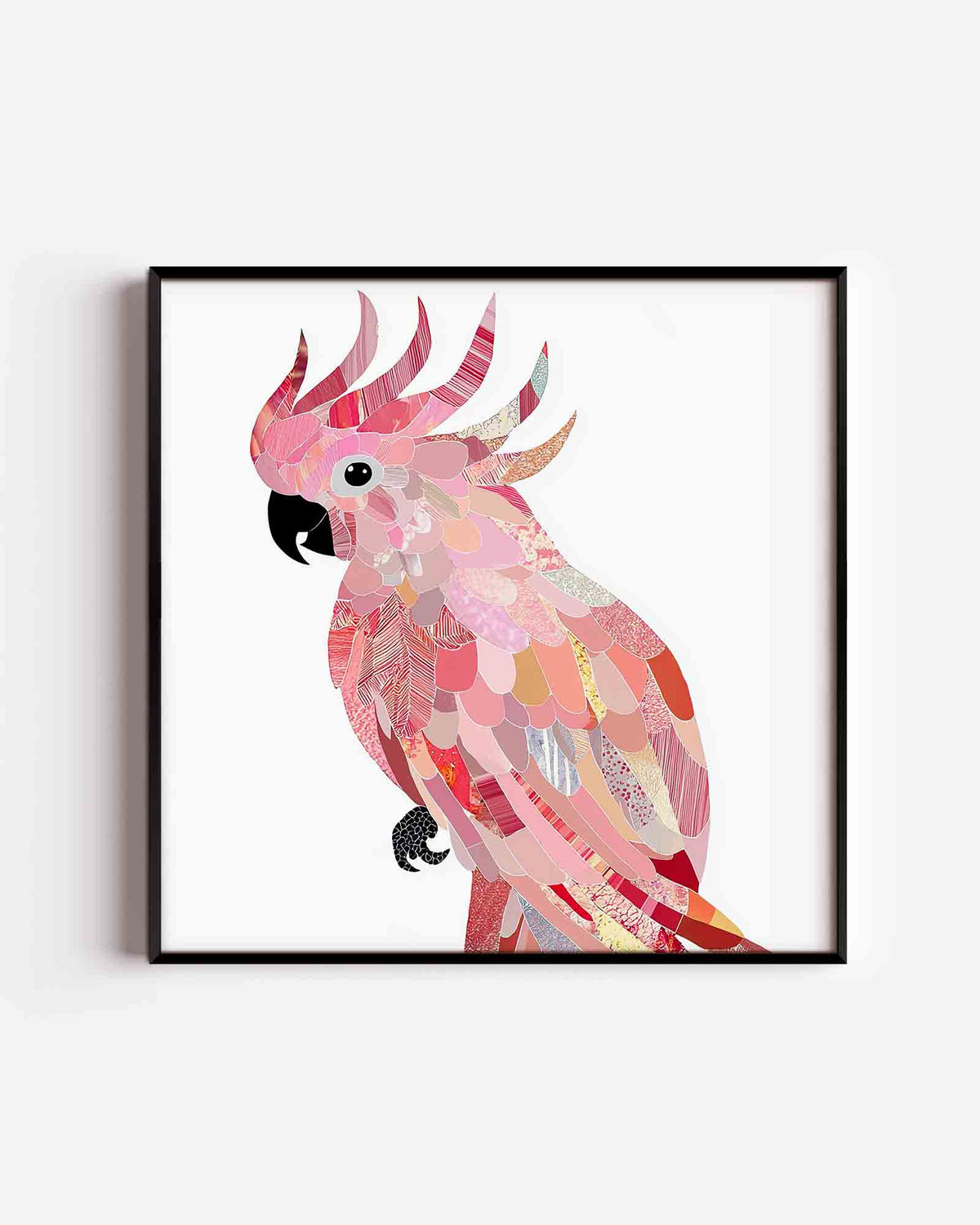 Papegaai in roze tinten – vierkante dierenposter als wanddecoratie