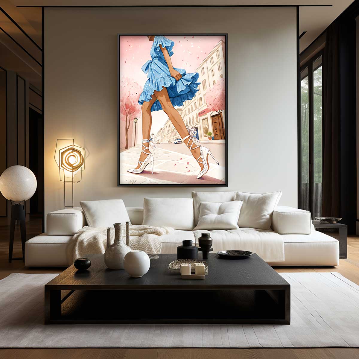 Zomerse Wandeling in de Stad – staand kunstwerk voor modern interieur