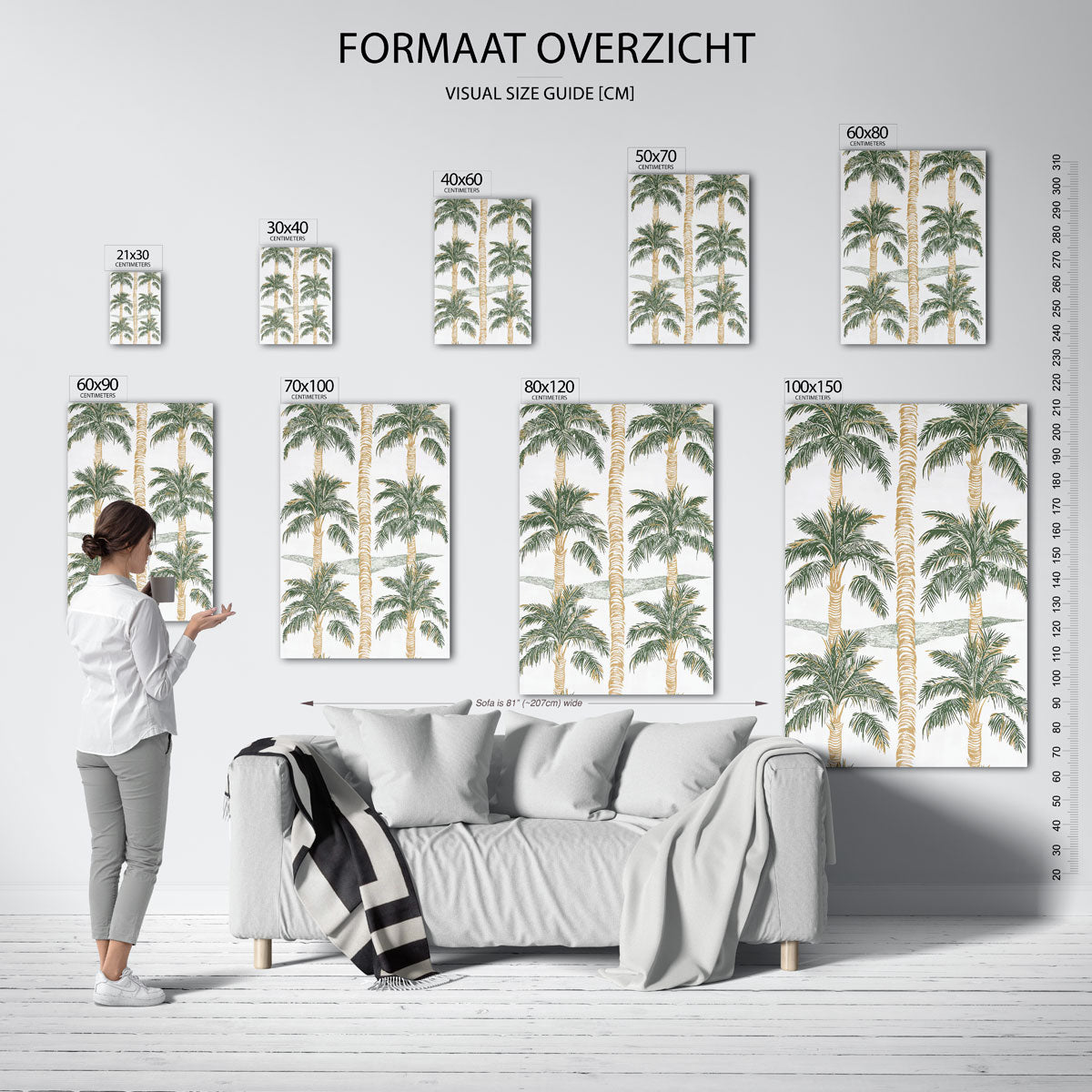 Palmbomen patroon – staande muurposter met hedendaagse illustratie