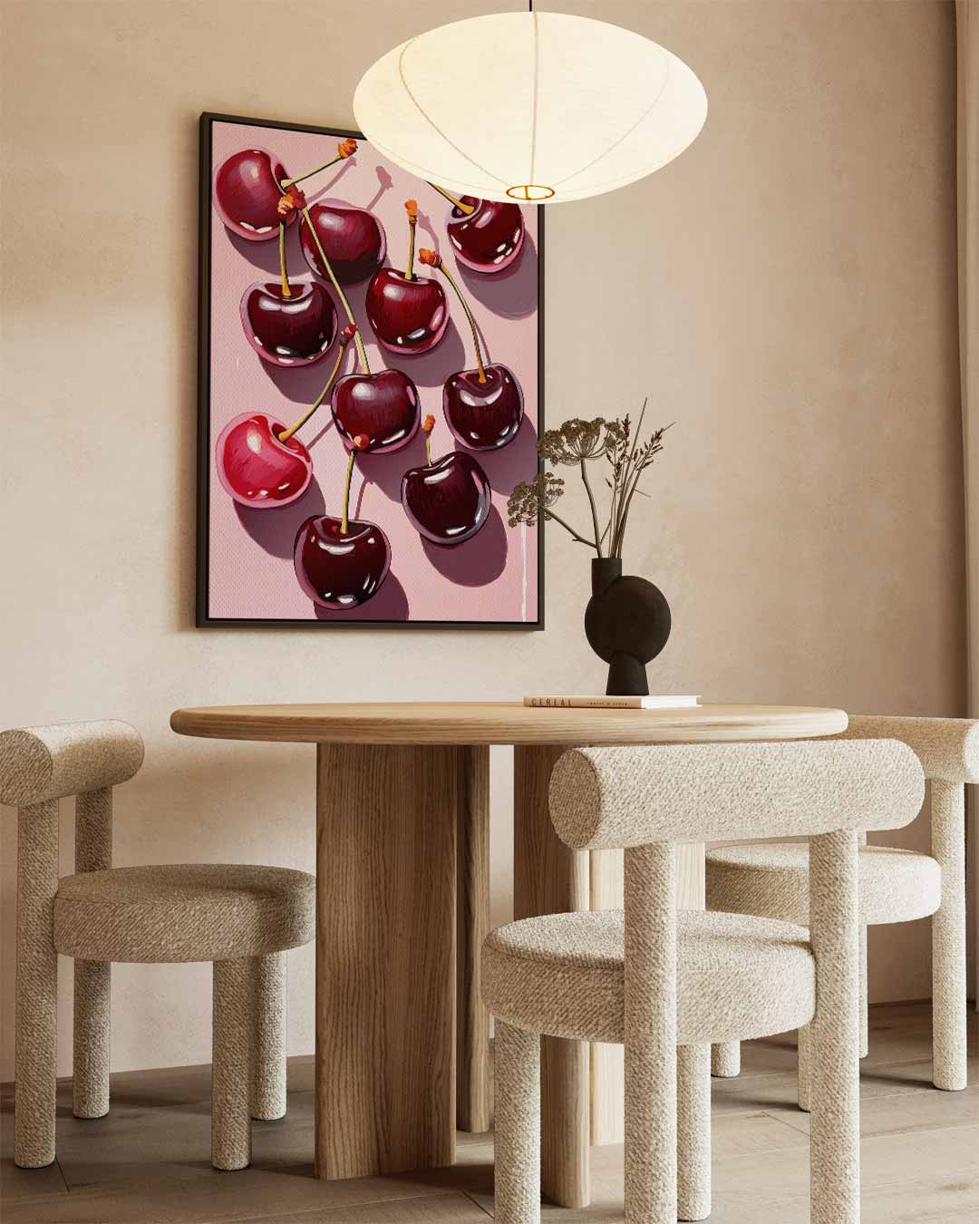Kersenfeest op Roze Canvas – canvas wanddecoratie in portret formaat