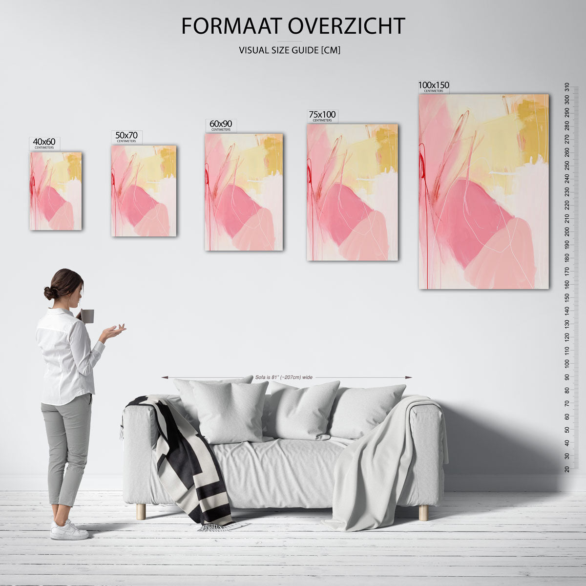 Dynamische kleurvlakken – staand wanddecoratie kunstwerk