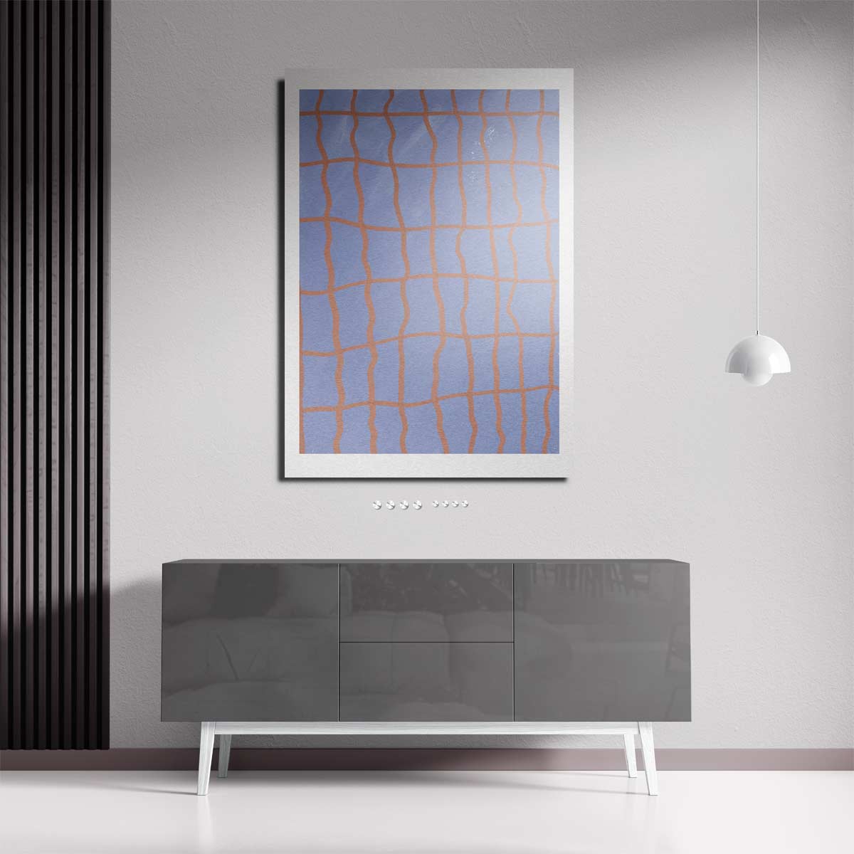 Speels Blauwe Abstractie – staande wandkunst voor woonkamer of interieur