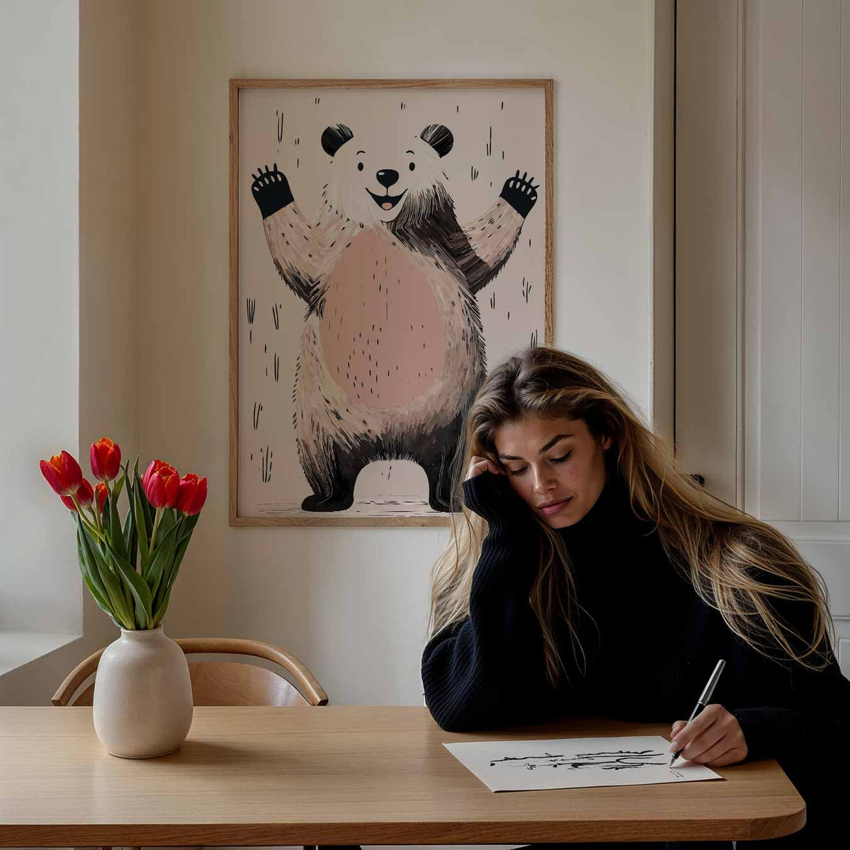 Vrolijke Panda – staande muurposter voor de kinderkamer