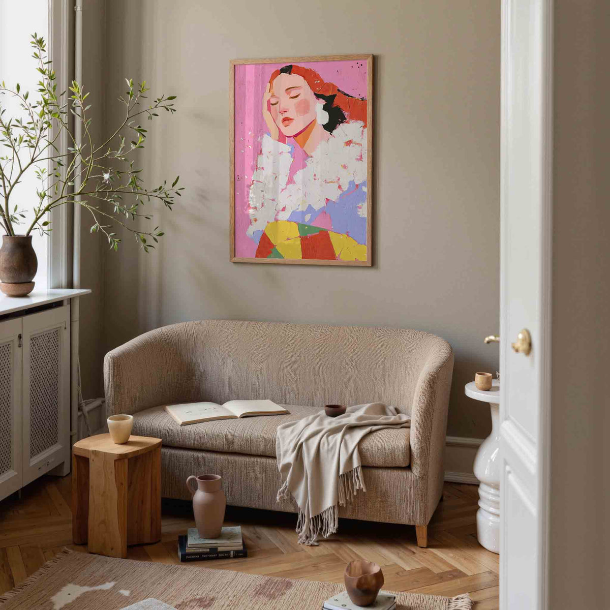 Vrouw met gesloten ogen – illustratie poster in staand formaat