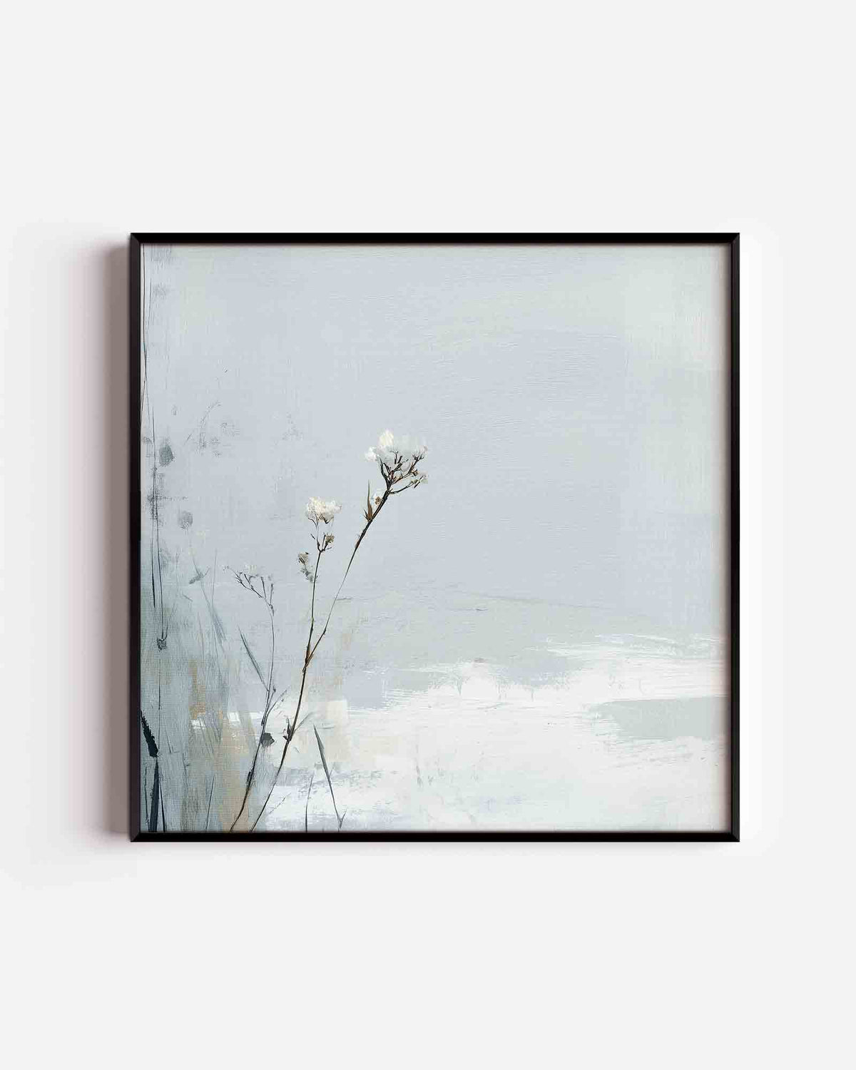 Witte bloemen – abstracte vierkante poster als wanddecoratie