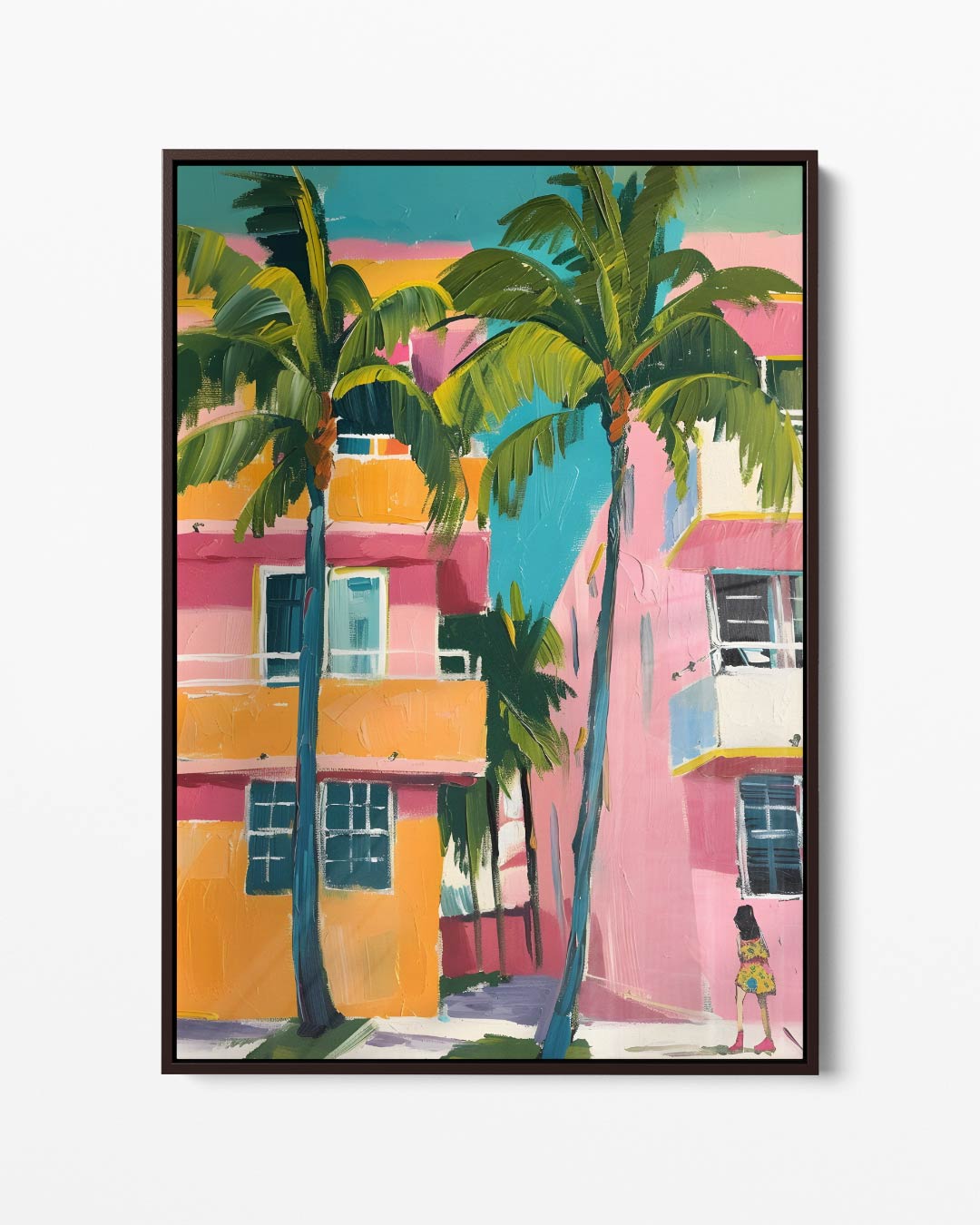 Zonnige Tropenstad – portret kunstwerk als wanddecoratie