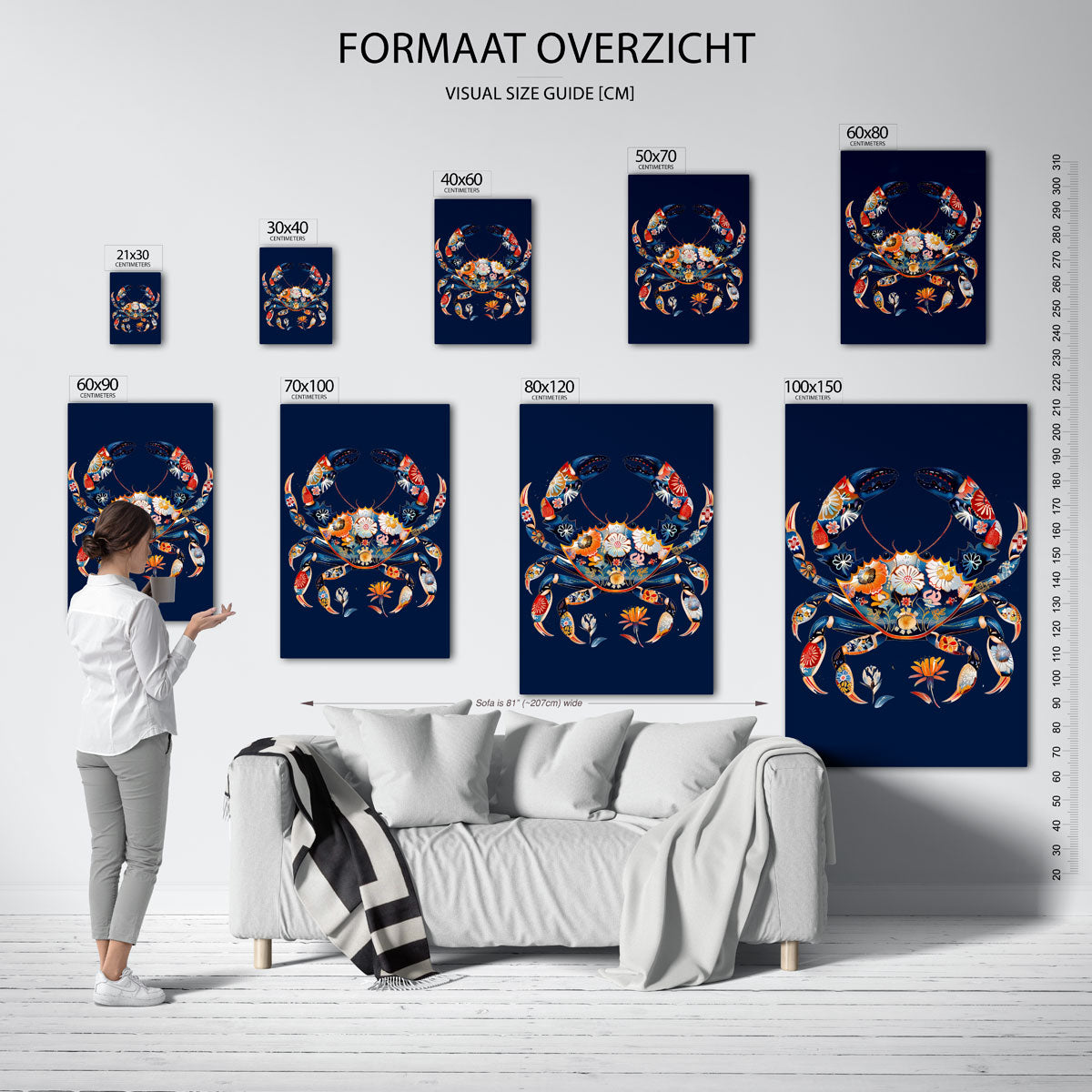 Bloemenkrab – staande muurposter met dierenthema