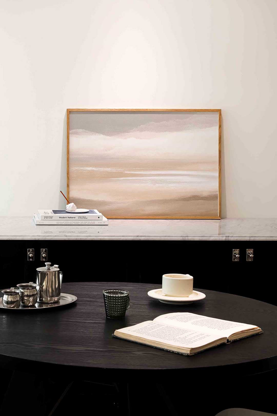 Abstracte beige landschap – abstracte poster in liggend formaat
