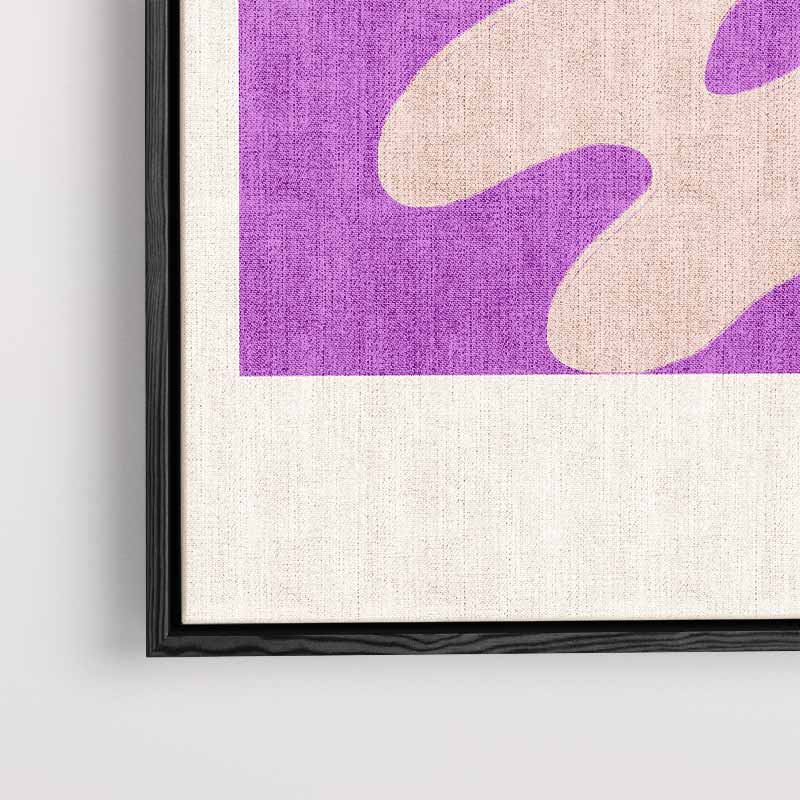 Abstract purpere flow – kunstwerk met zwarte baklijst