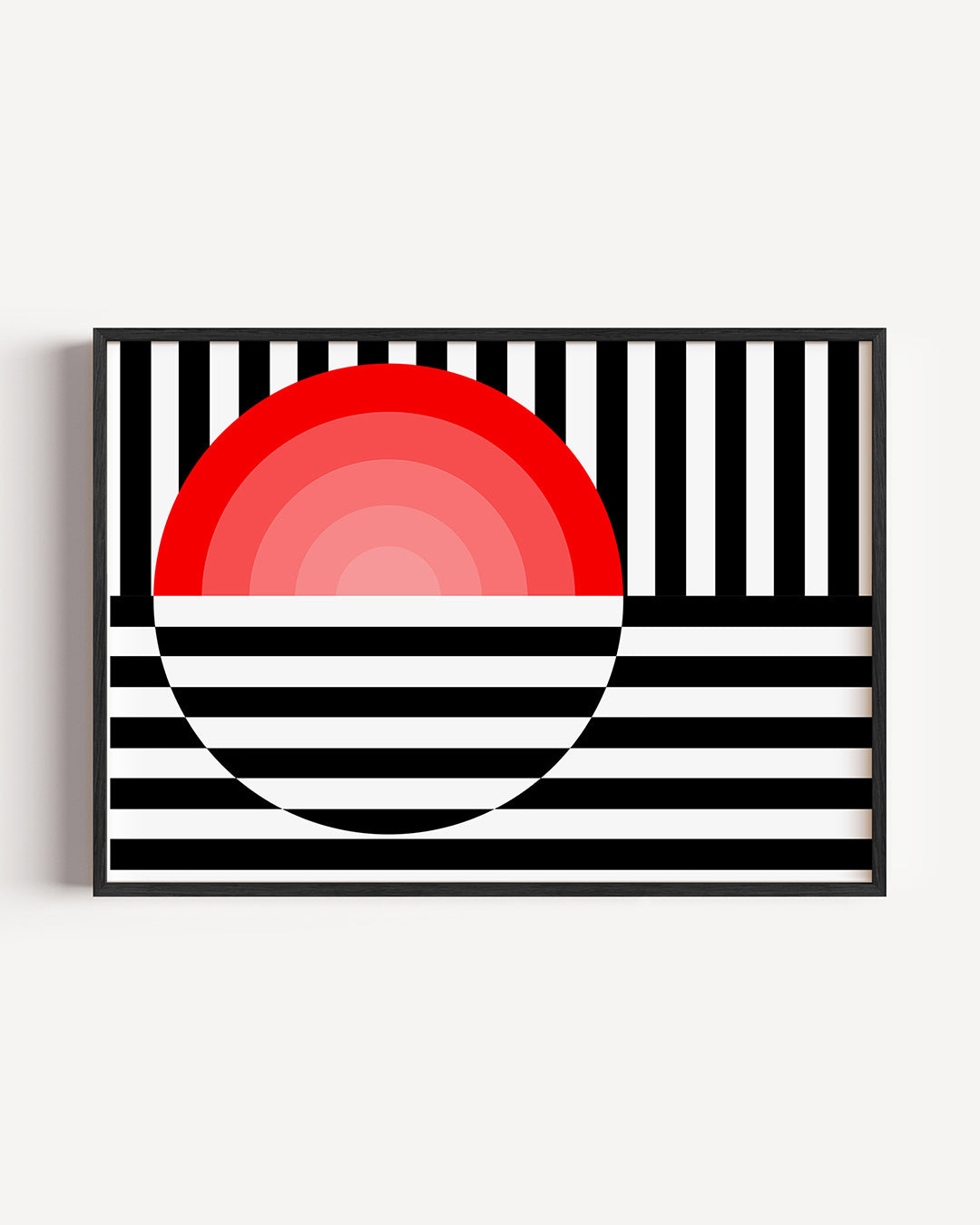 Lijnen en cirkel – liggende Bauhaus poster als wanddecoratie