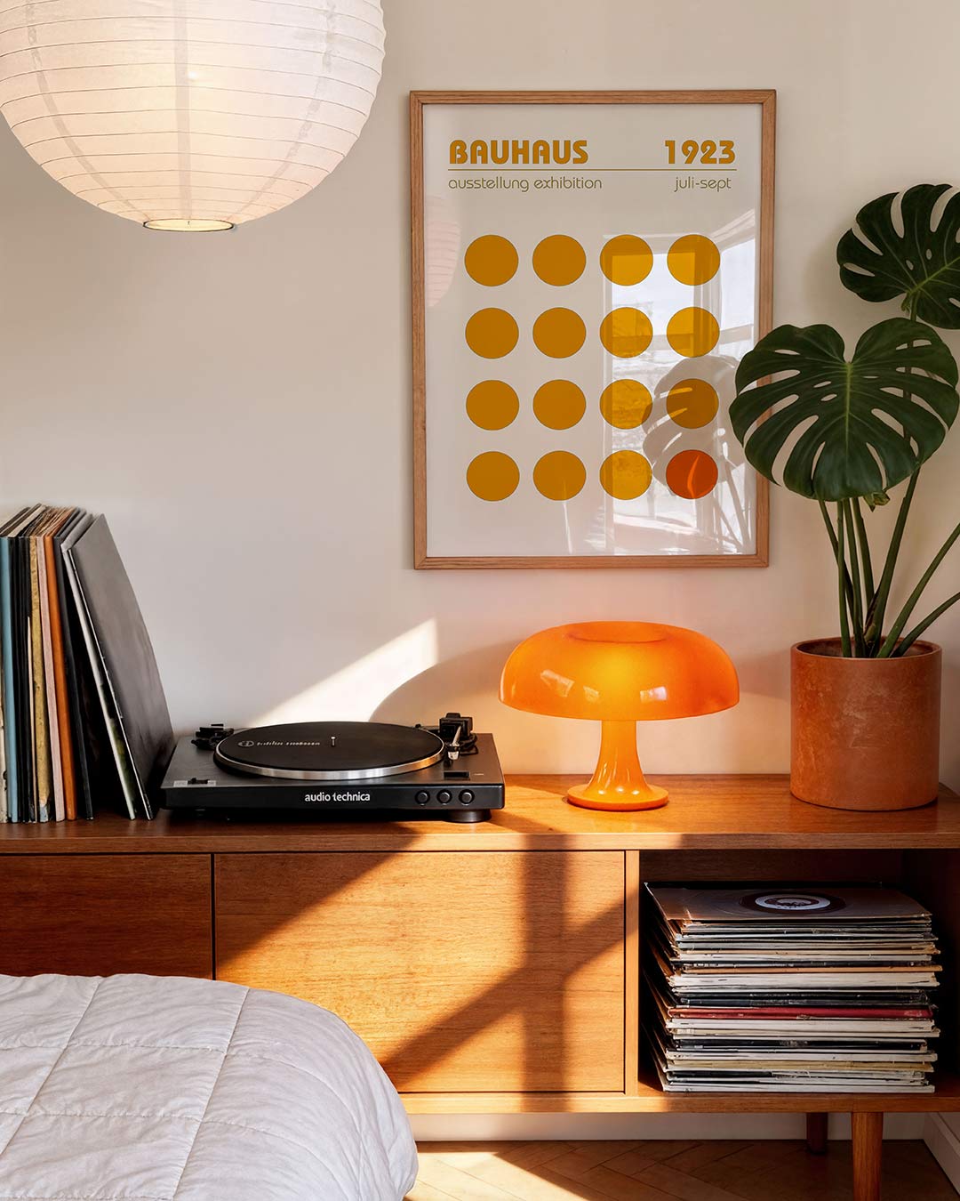 Cirkelpatroon en kleur – geometrische Bauhaus poster in staand formaat