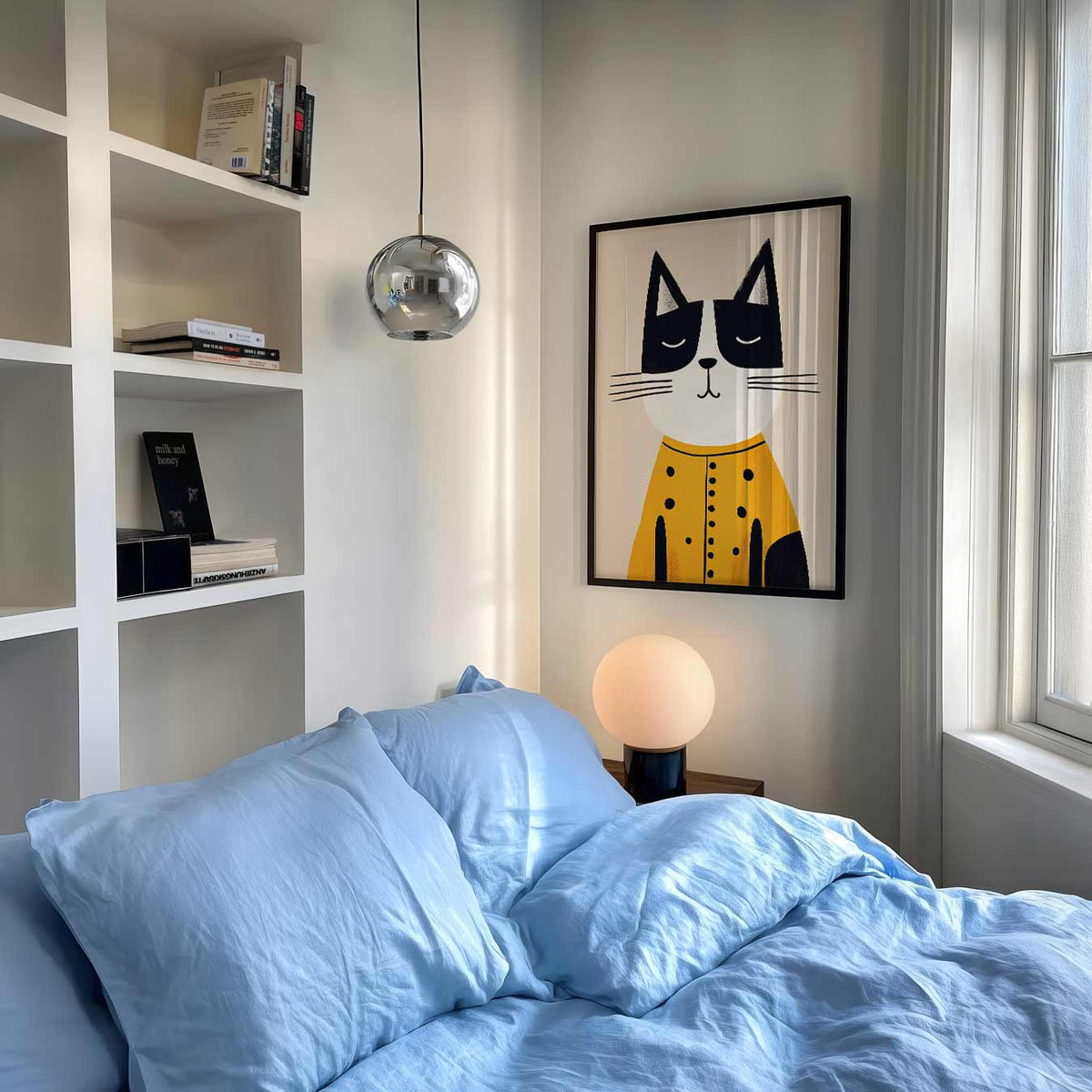 Stijlvolle Kat Illustratie – speelse wandkunst als portret kinderposter