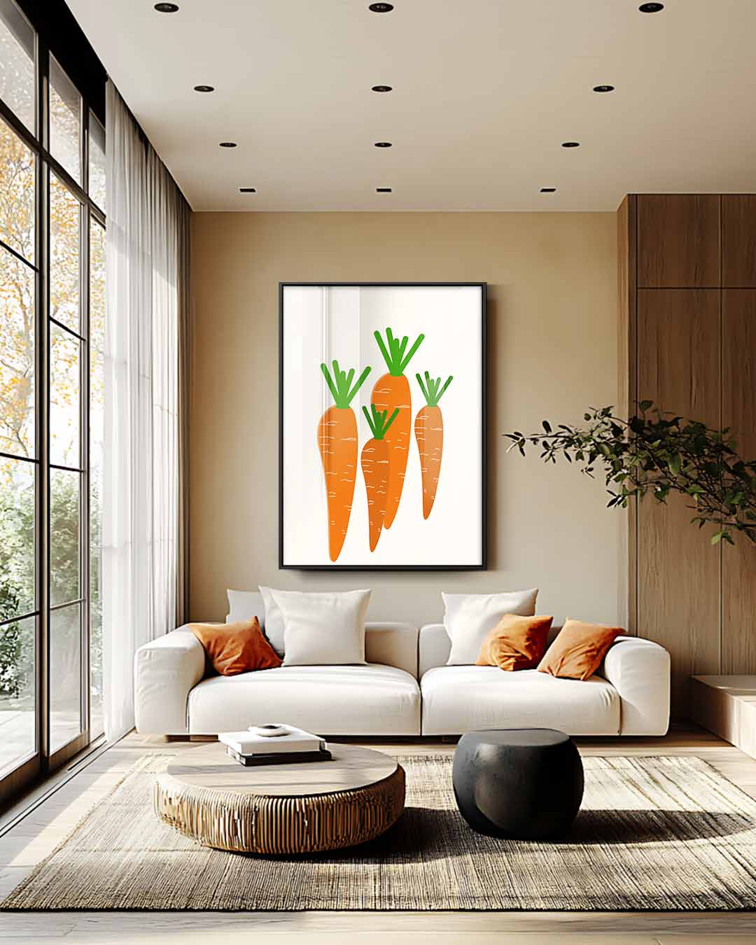 Moderne Wortel Illustratie – plexiglas wanddecoratie in portret formaat