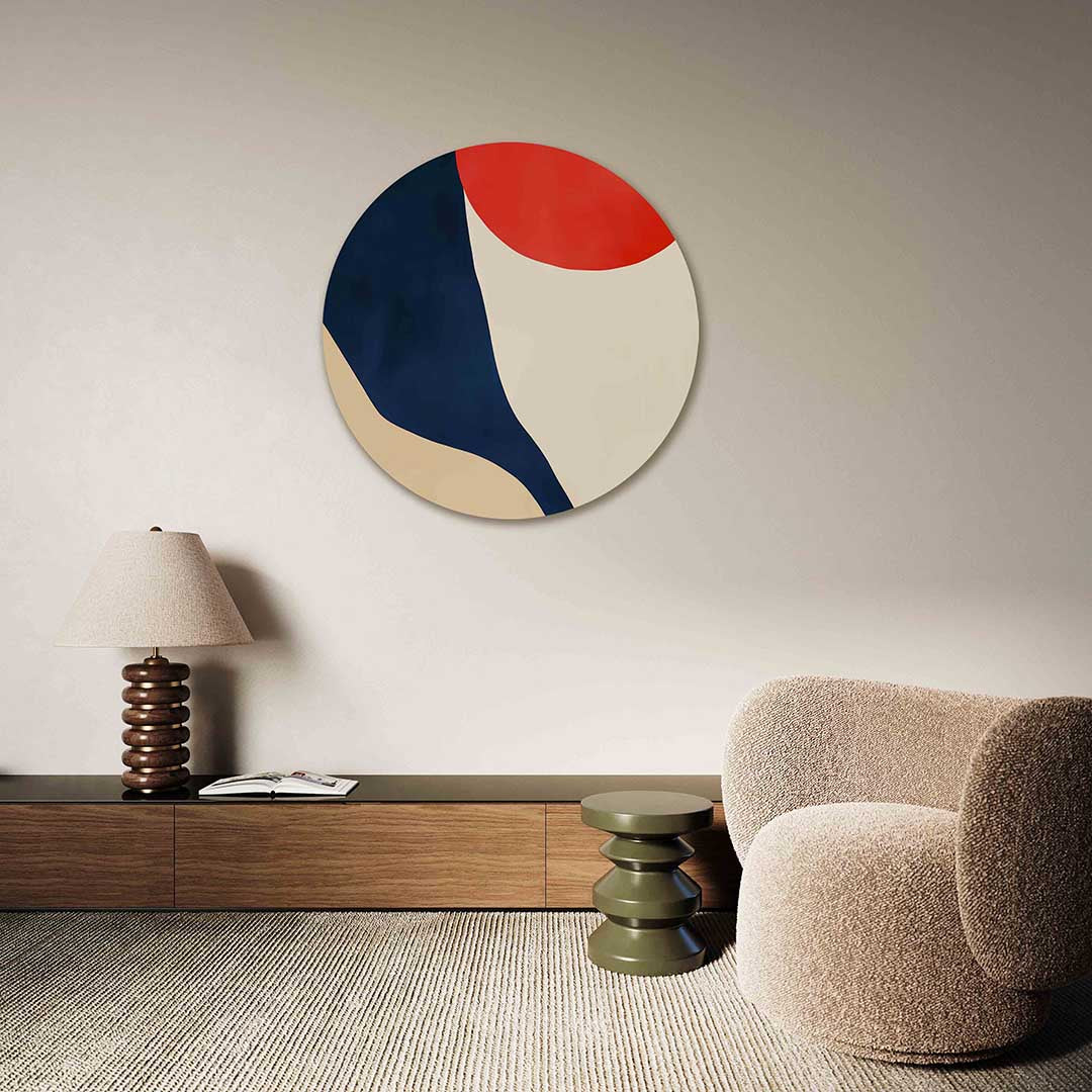 Abstracte vormen – abstracte muurcirkel als ronde wanddecoratie