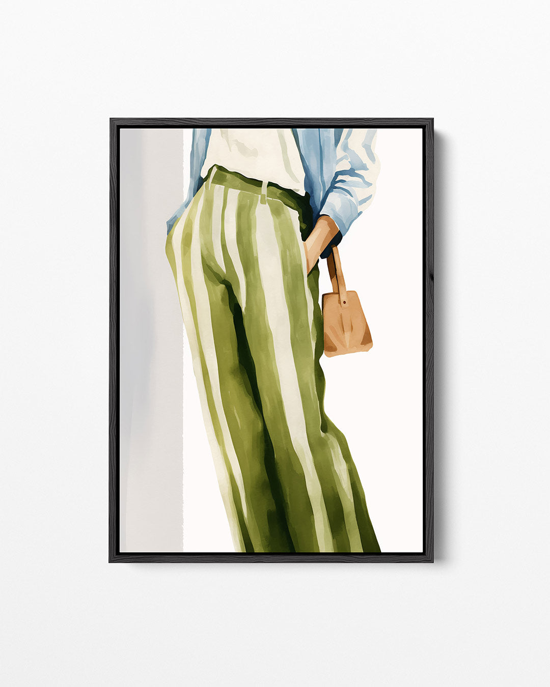 Gestreepte mode illustratie – staand wanddecoratie kunstwerk