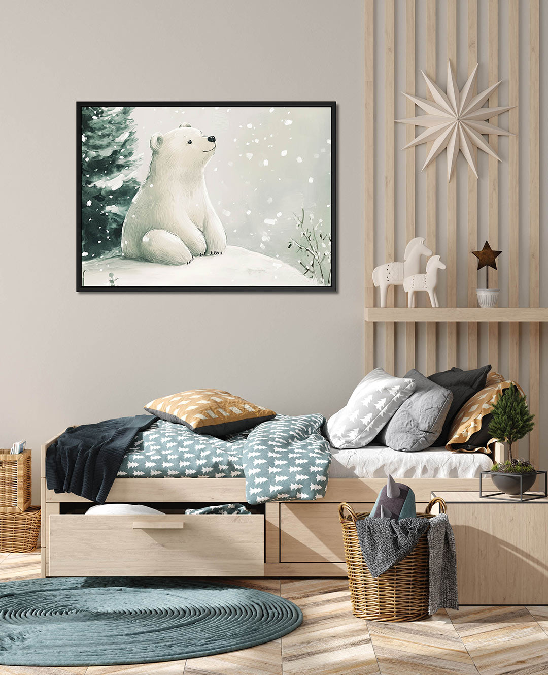 Dromerige ijsbeer – wanddecoratie in interieur