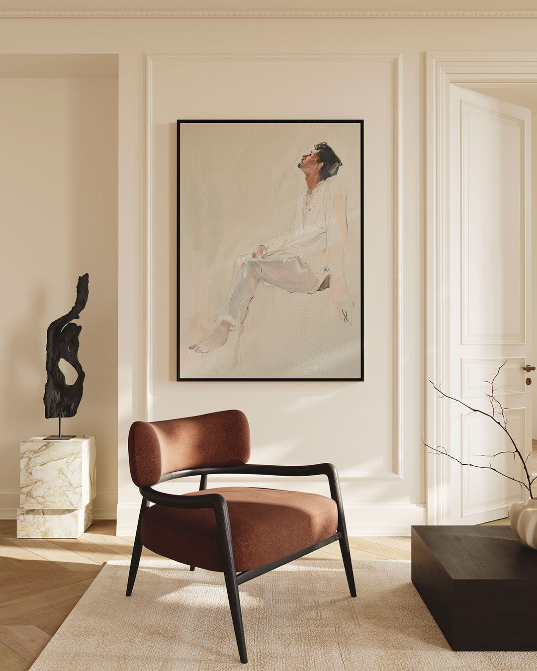 Zittende reflectie – staand wanddecoratie kunstwerk