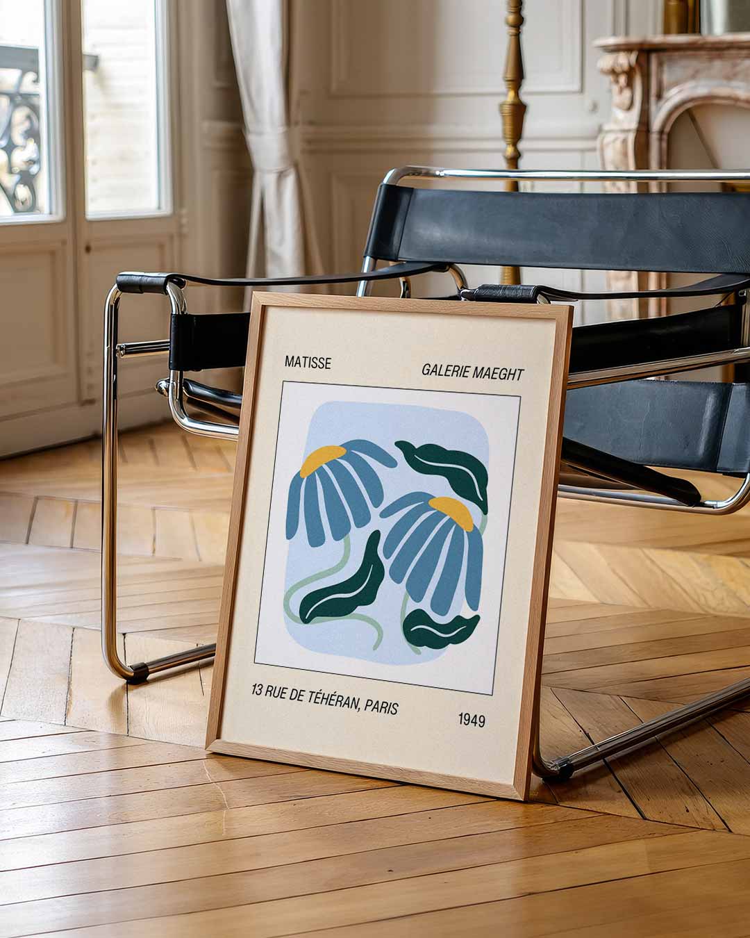 Bloemenpracht in Paris – staande abstracte wanddecoratie van WallArtistic