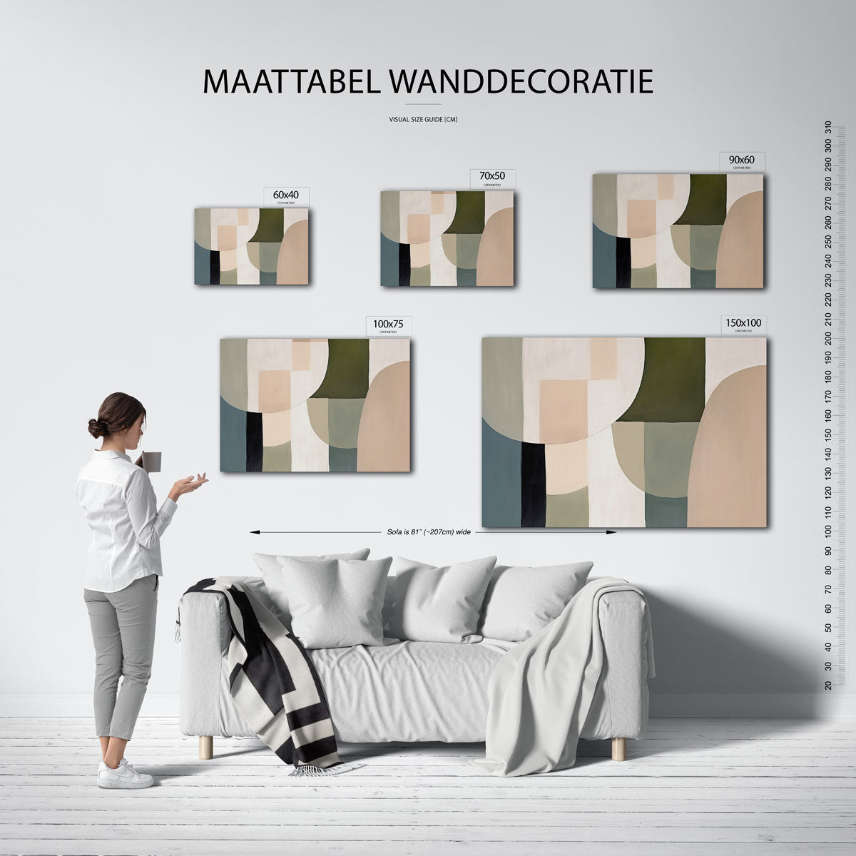 Geometrische vormen compositie – Geometrische – moderne liggende wanddecoratie