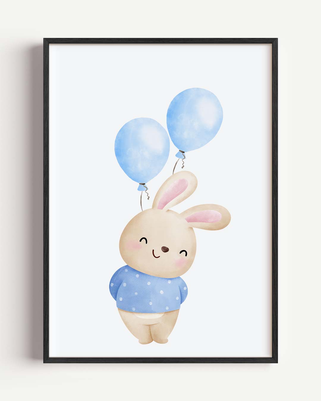 Schattige Konijn Met Ballonnen – kids portret poster als wanddecoratie