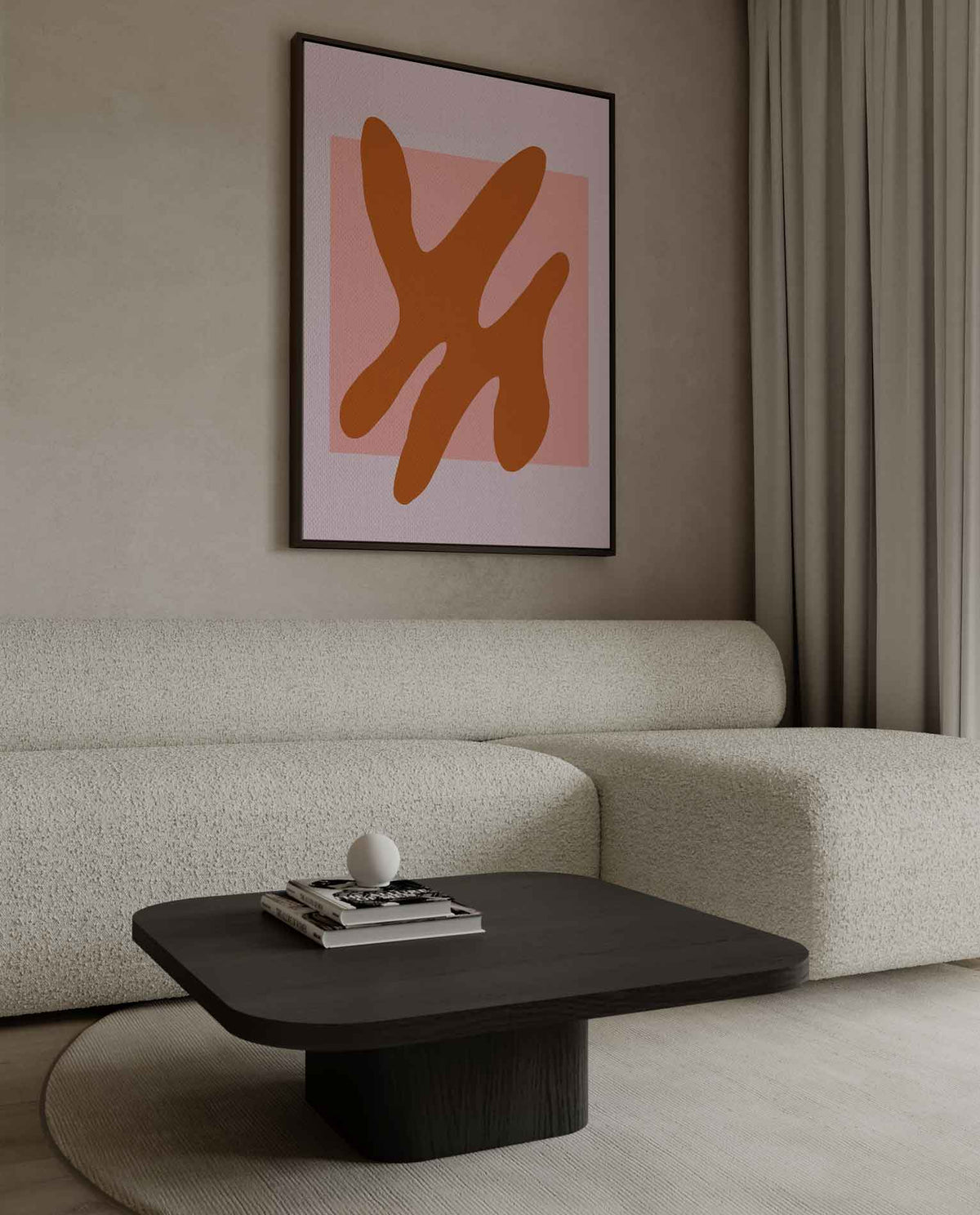 Abstracte Terracotta Vormen – dibond kunstwerk als wanddecoratie