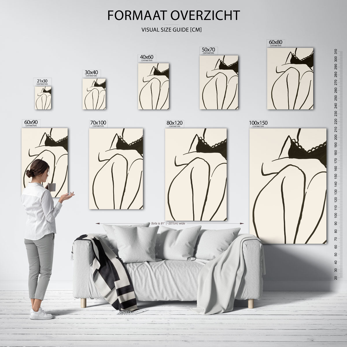 Minimalistische figuur – staande muurposter met hedendaagse illustratie