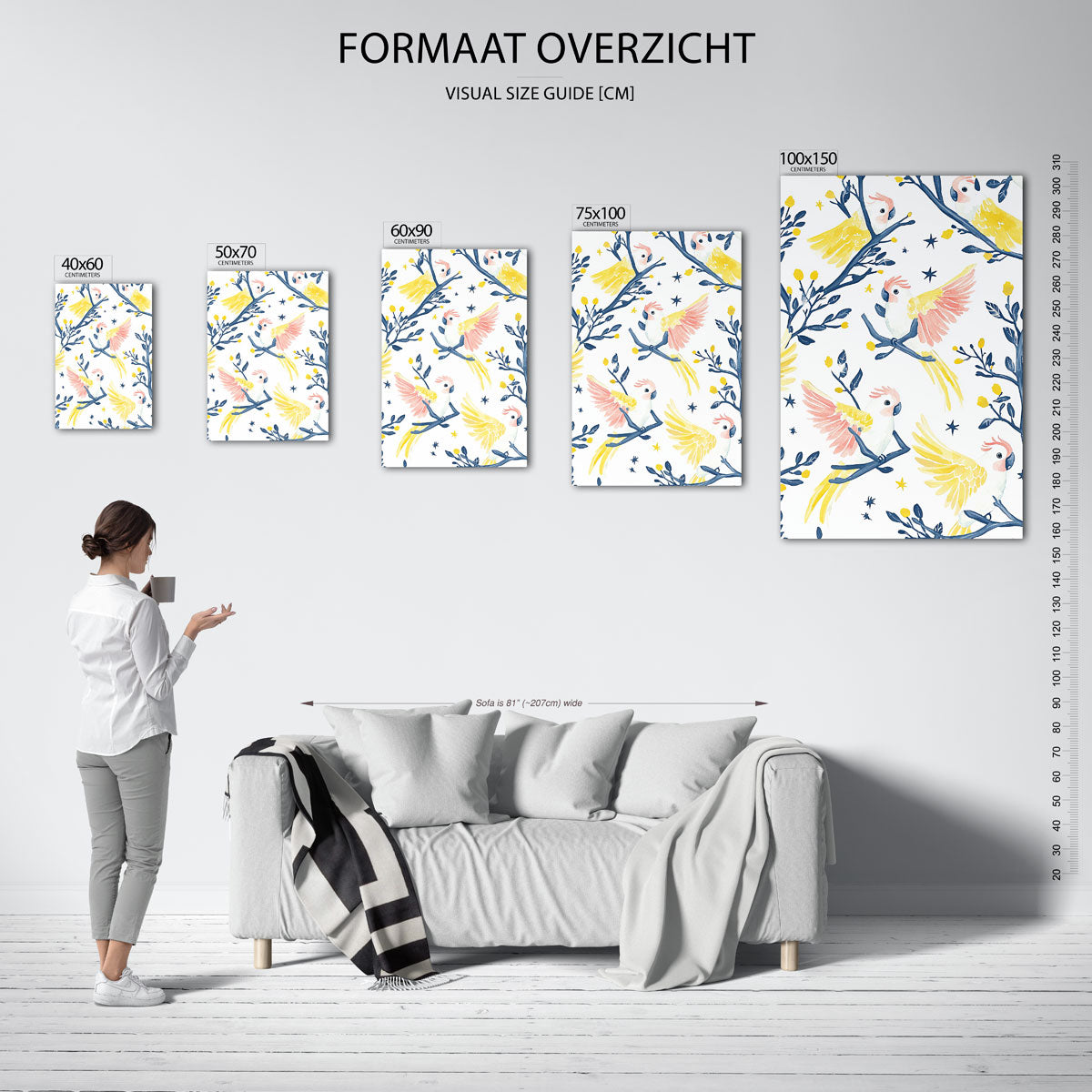 Vrolijke vogels – staand wanddecoratie kunstwerk