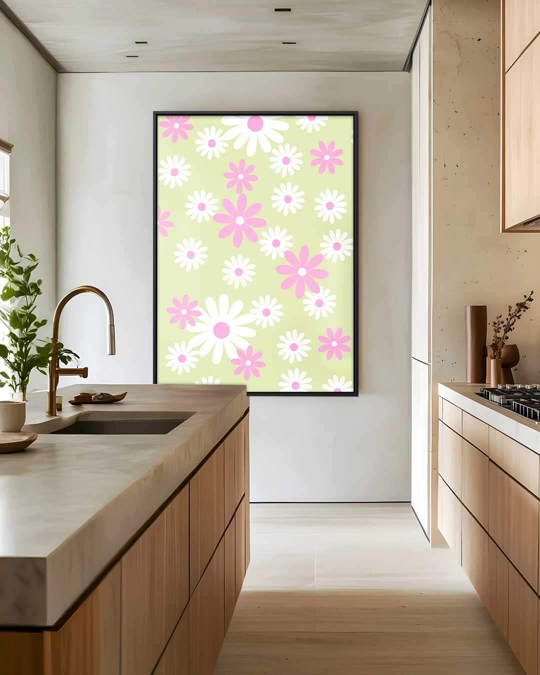 Vrolijke Bloemenpracht – kunstwerk met zwarte baklijst