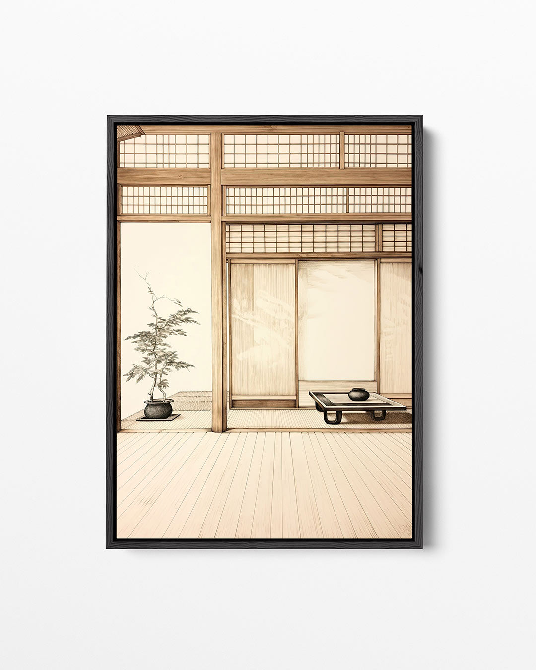 Interieur illustratie – staand wanddecoratie kunstwerk