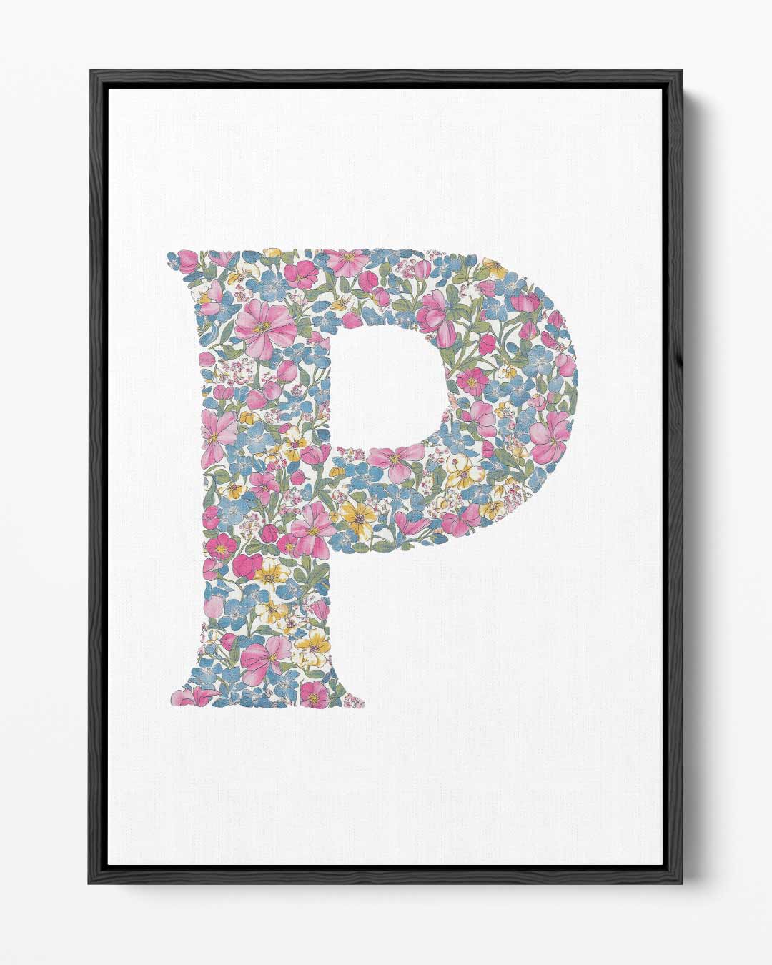 Bloemenpracht Letter P – portret kunstwerk als wanddecoratie