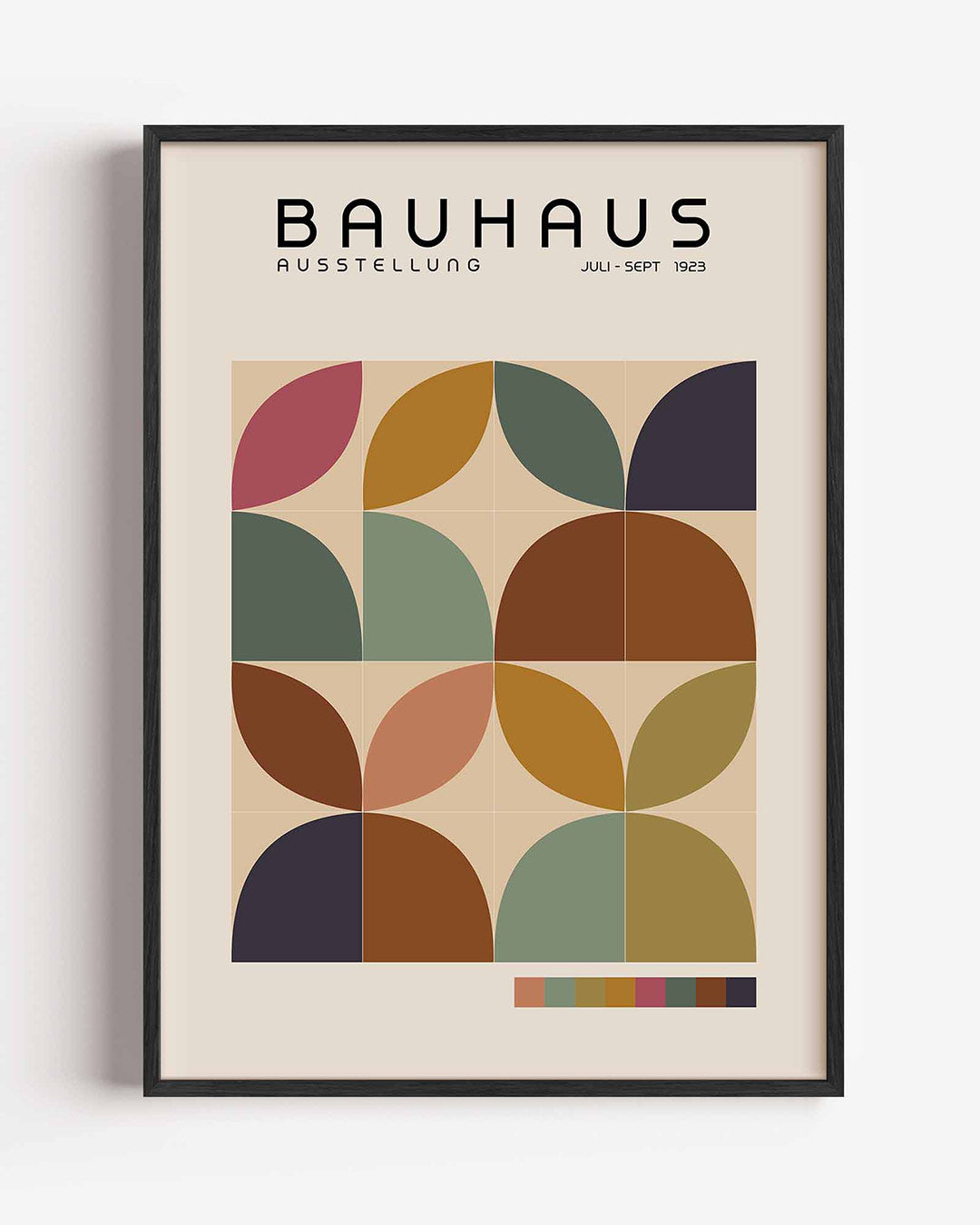 Vormritme en kleur – staande Bauhaus poster als wanddecoratie