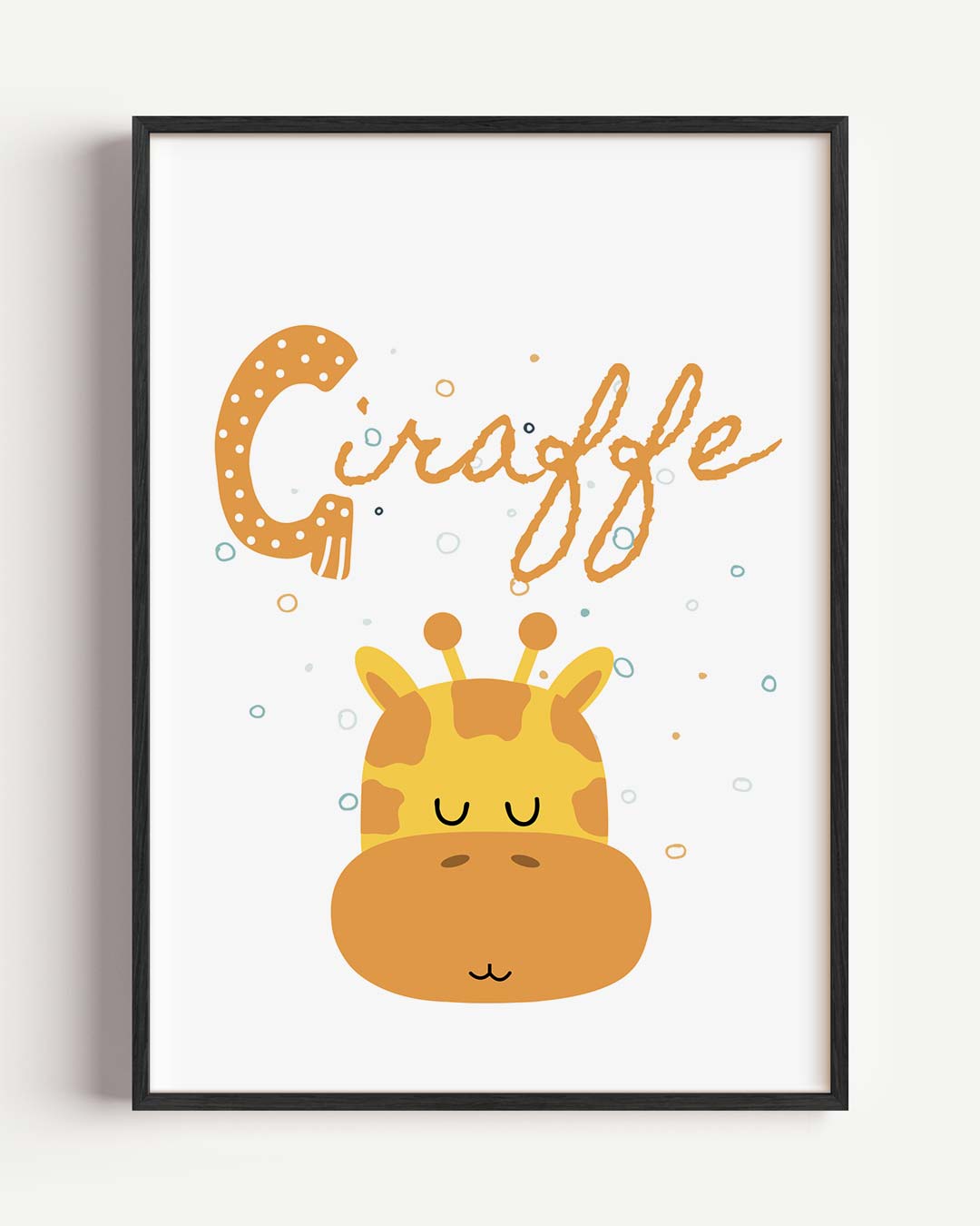 Schattige Giraffe Kinderkamer – kids portret poster als wanddecoratie