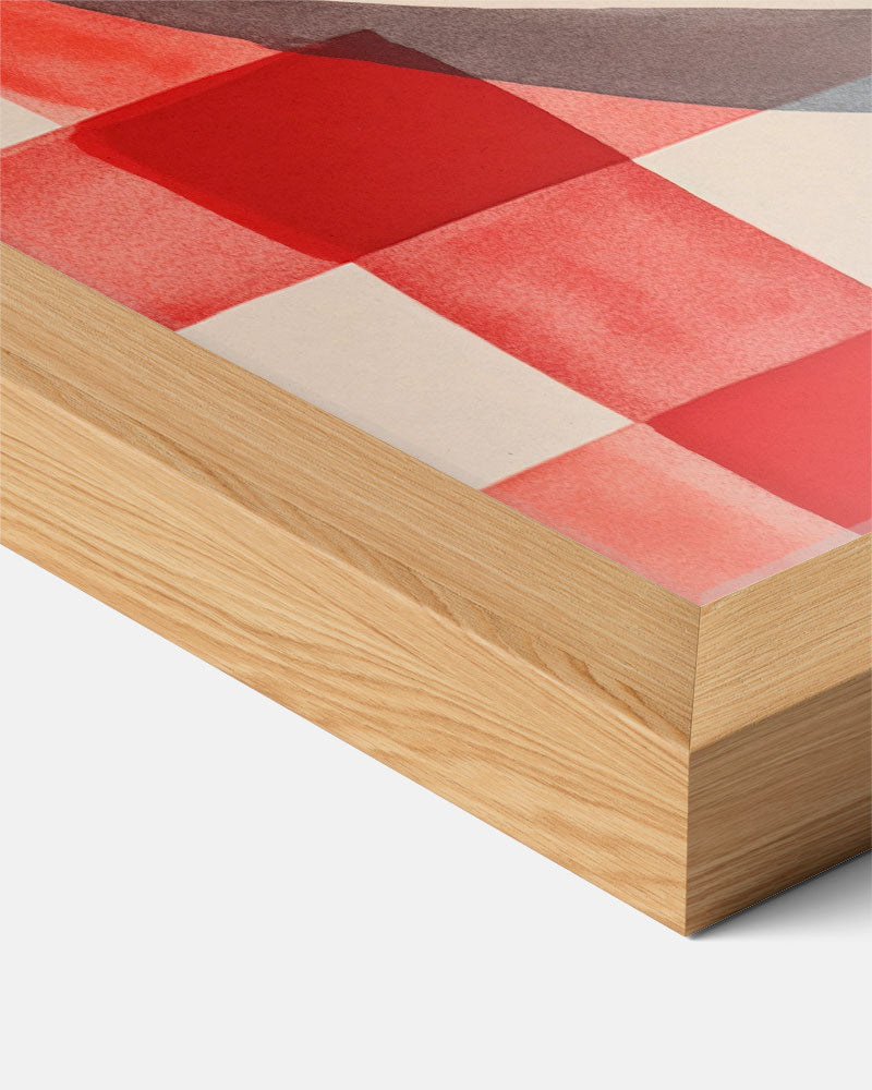 Sfeervolle Perziken op Rood-Wit Tafellaken – staande keuken wanddecoratie van WallArtistic