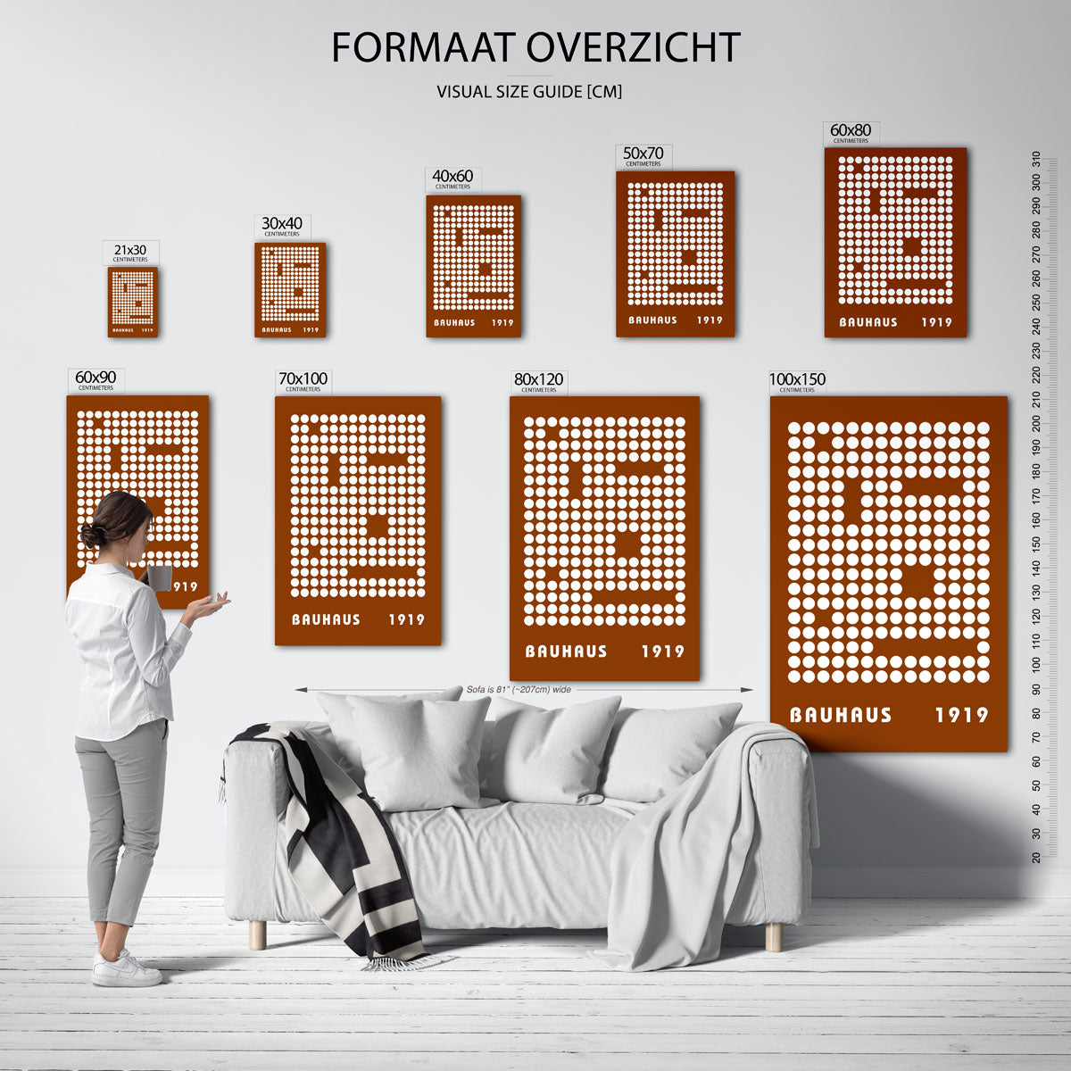 Cirkelpatroon en tekst – Bauhaus poster als moderne geometrische wanddecoratie