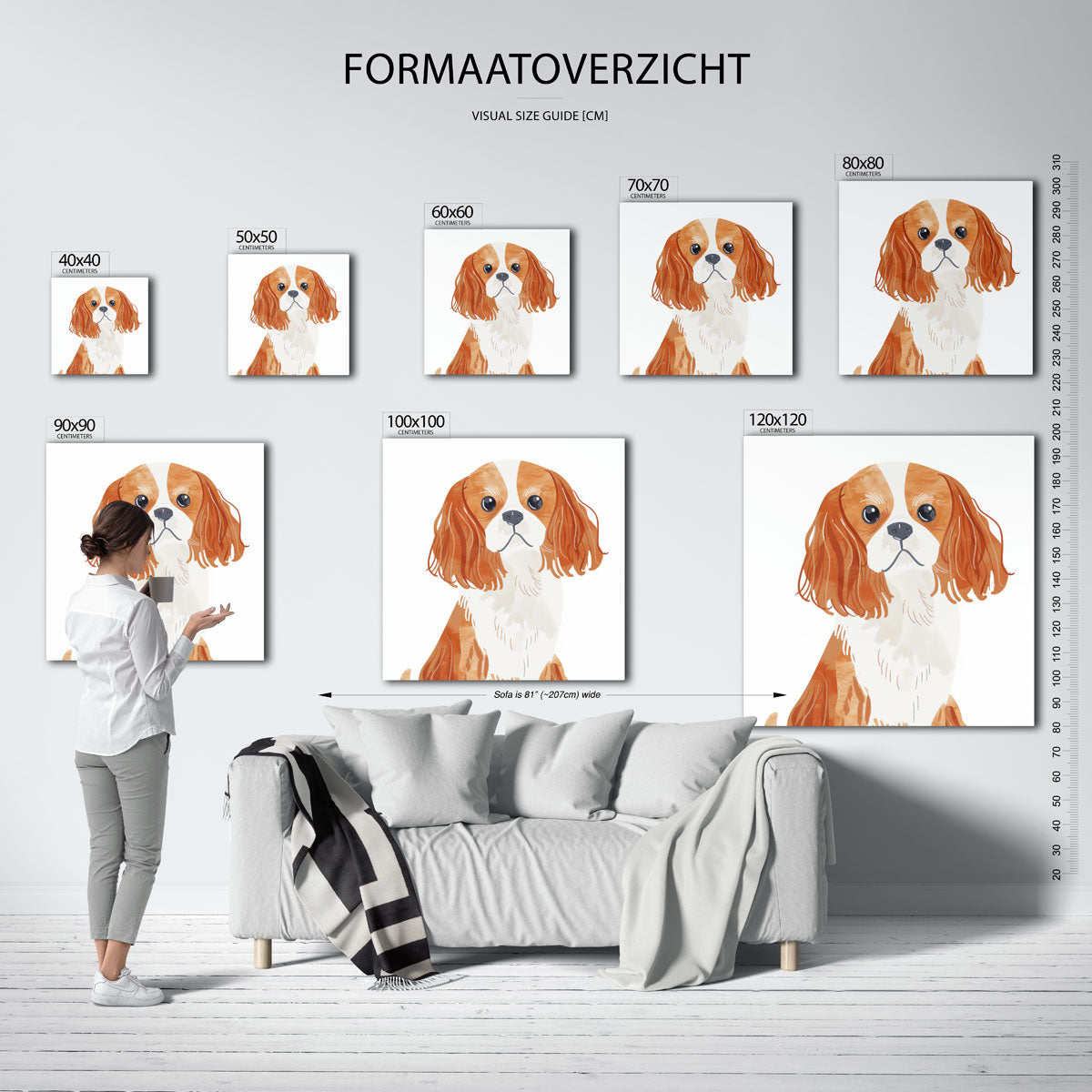 Hond met lange oren – vierkante muurposter voor de kinderkamer