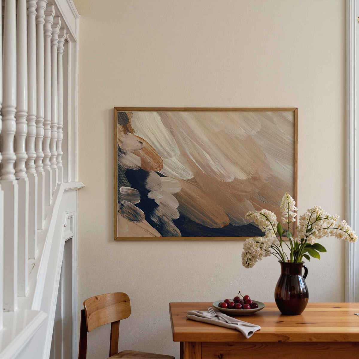 Abstracte penseelstreken – artistieke poster in liggend formaat