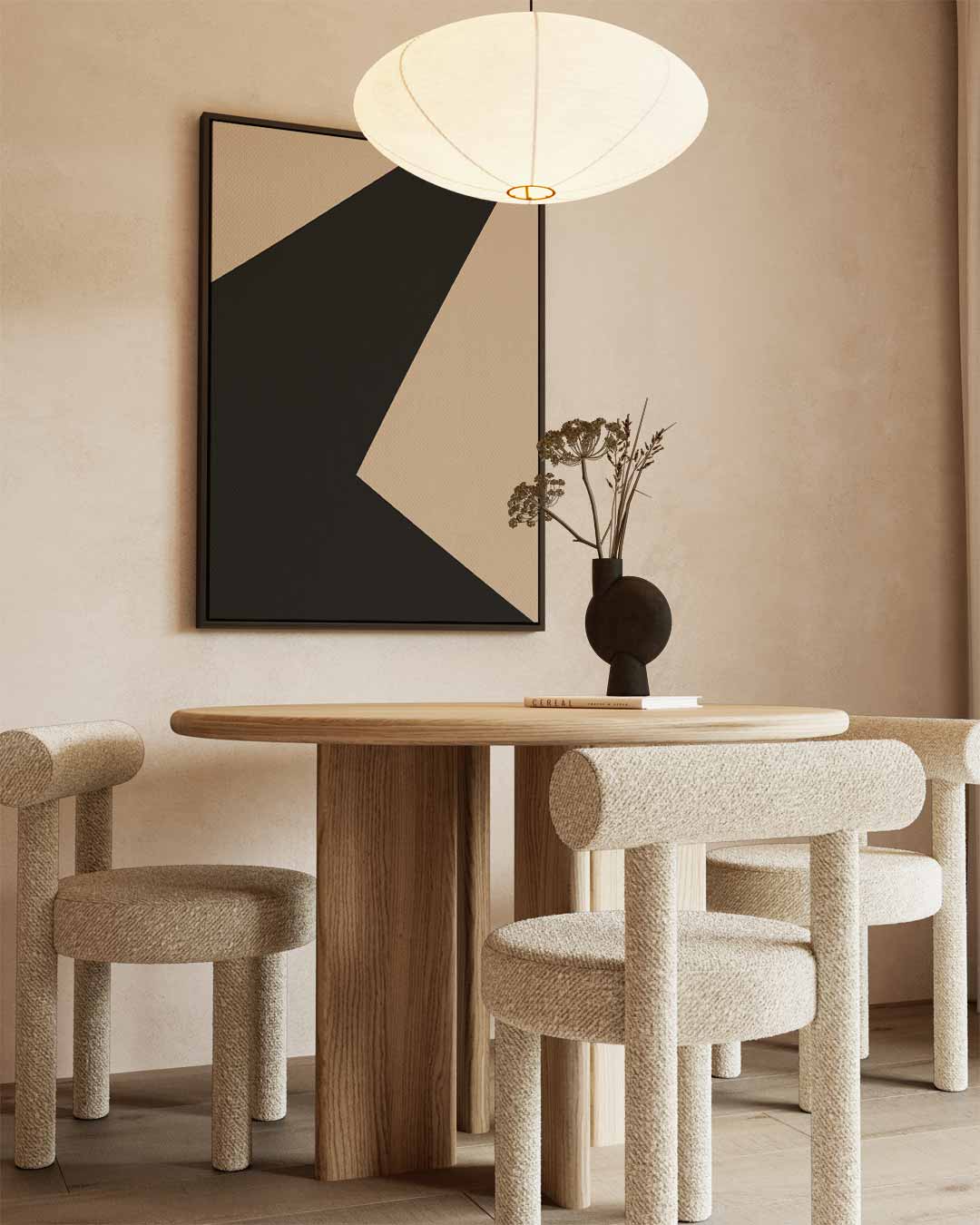 Abstracte Geometrische Composities – kunstwerk met zwarte baklijst