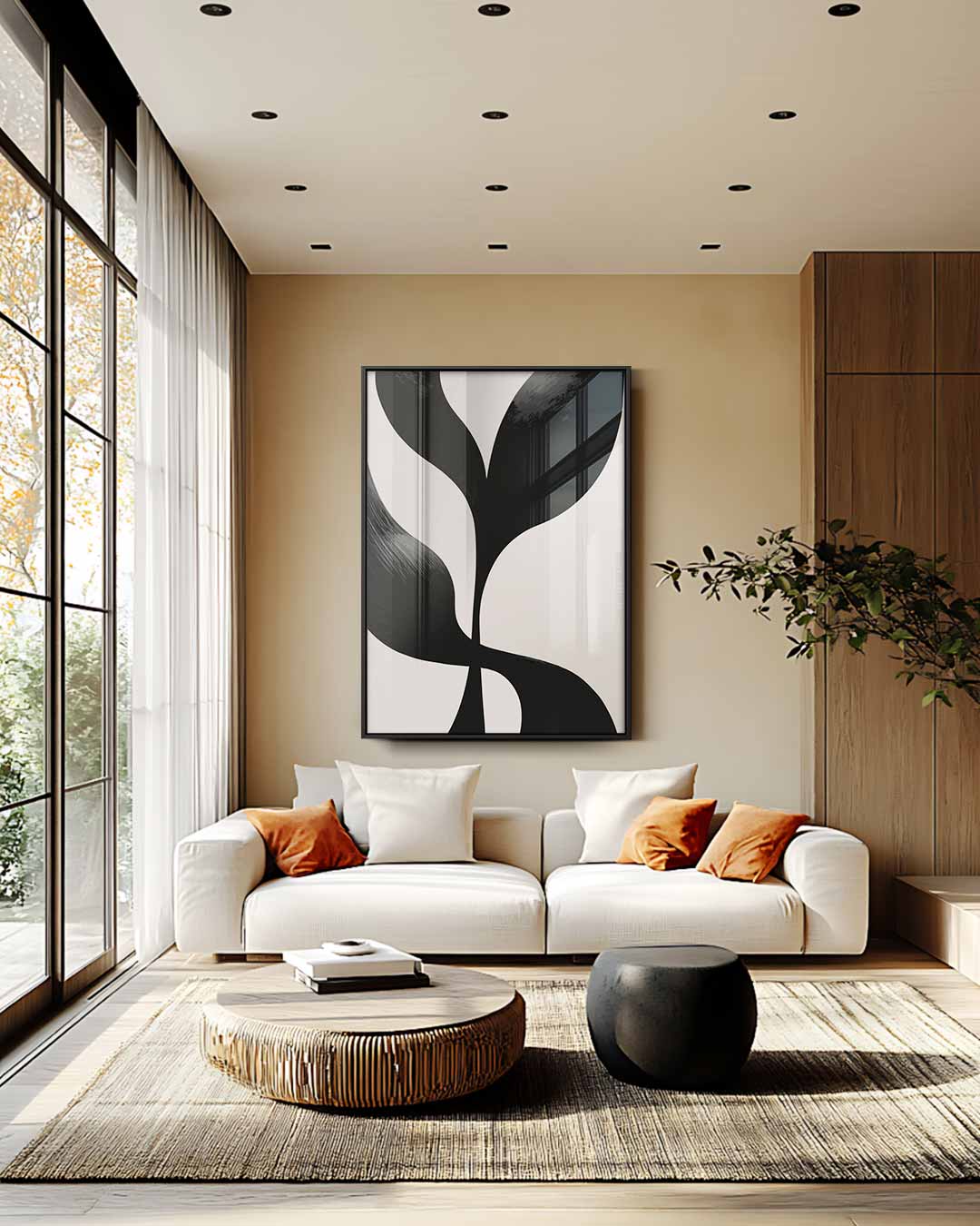 Minimalistische Elegantie – staande wandkunst voor woonkamer of interieur