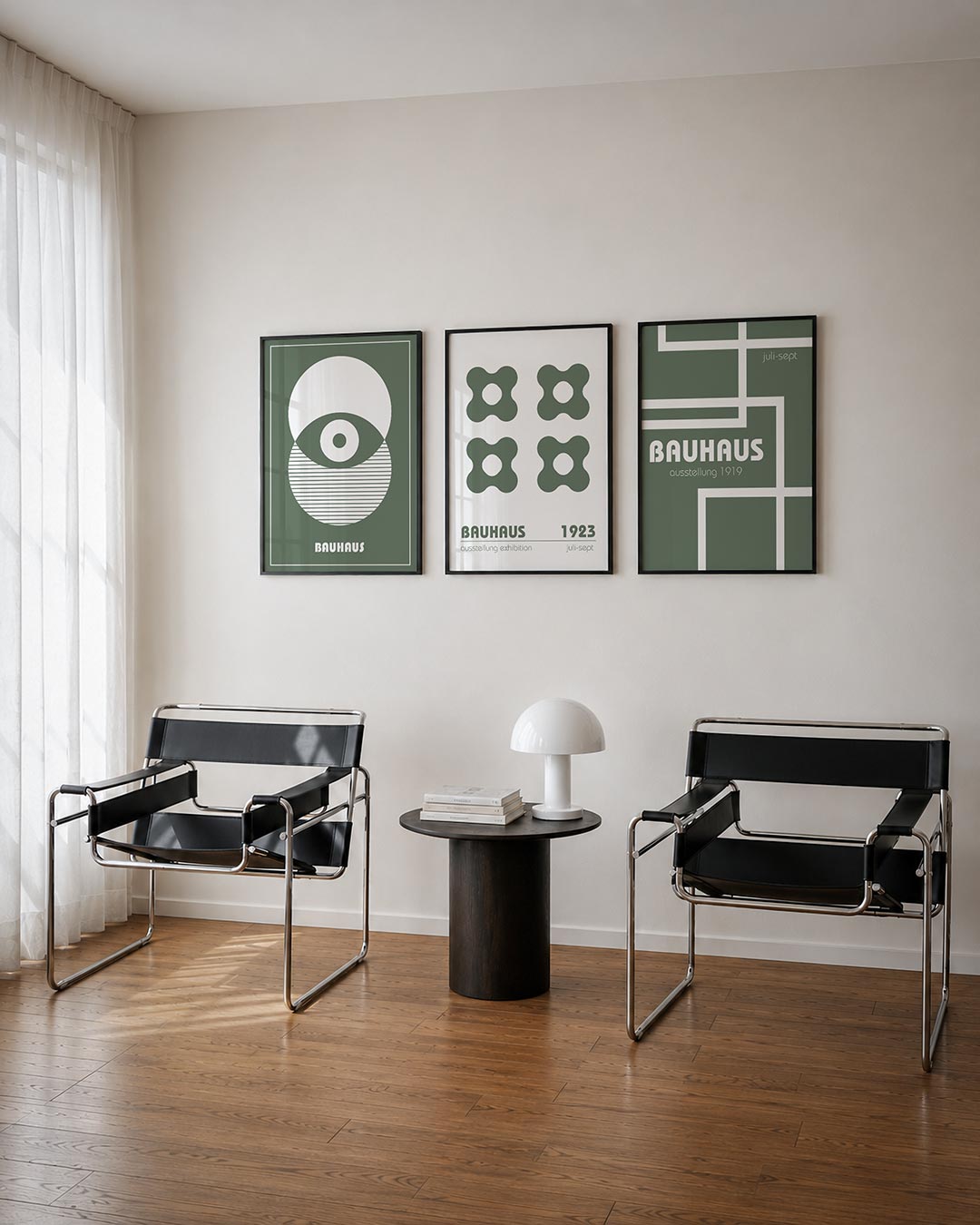 Cirkel en lijnen posterset – tweede productweergave – deze posterset in drie delen toont een spel van cirkels en lijnen. De