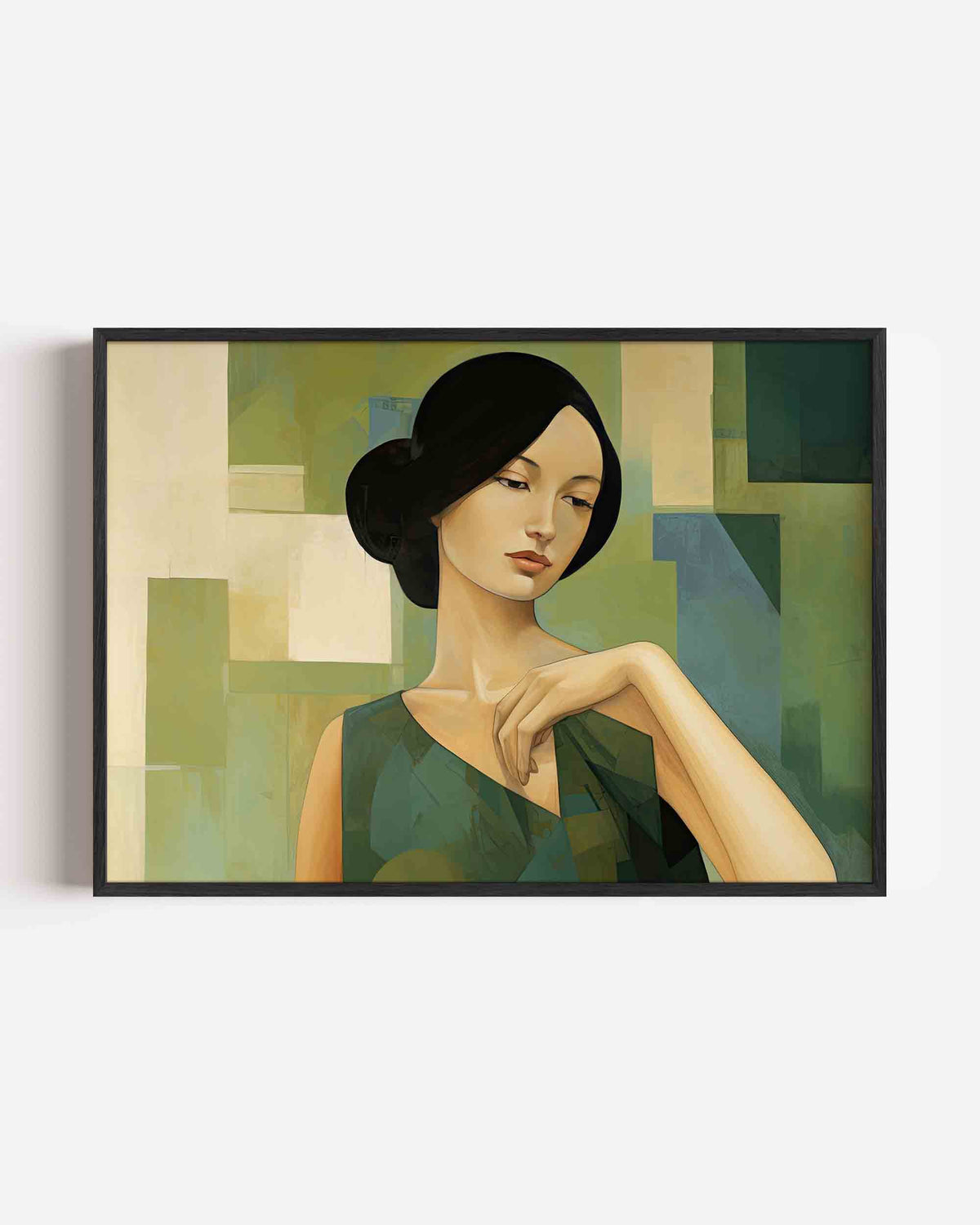Vrouw met donkere haren – vrouwelijk portret als landscape poster