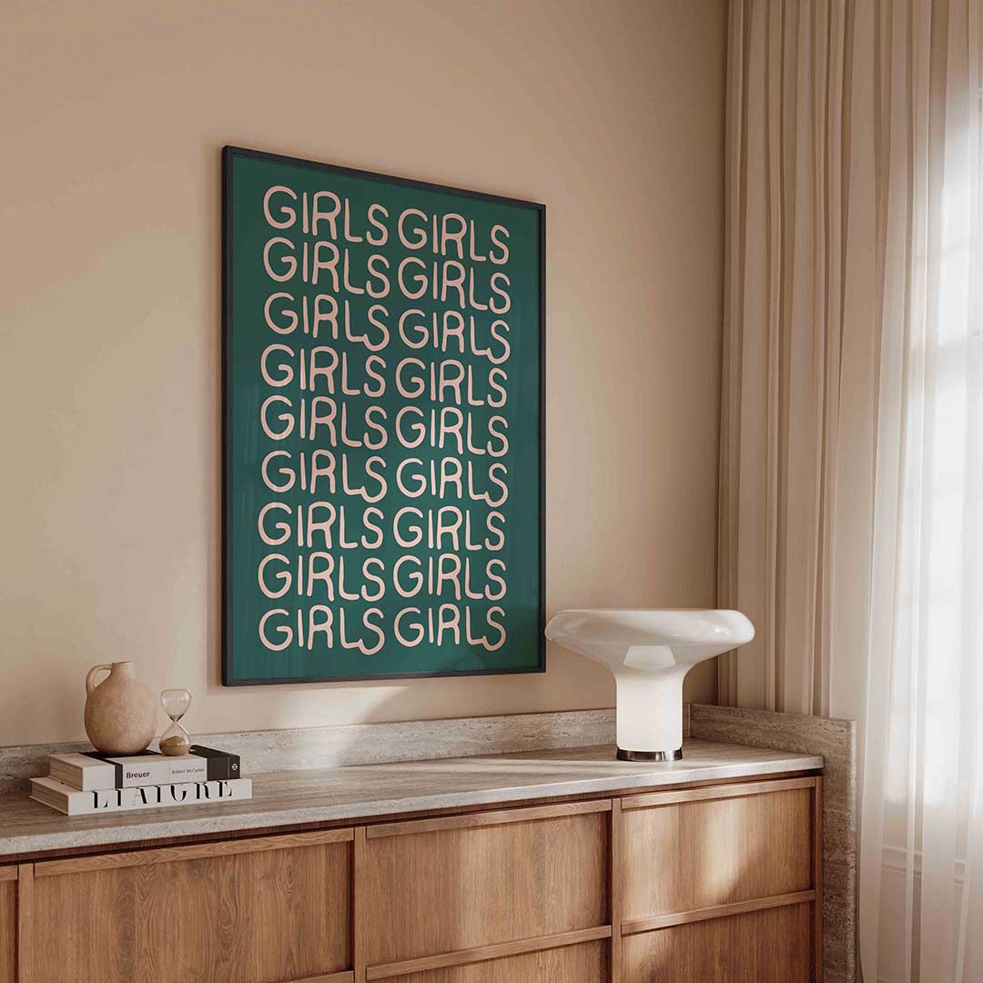 Herhaling van girls – kleurrijke Pop Art poster in staand formaat