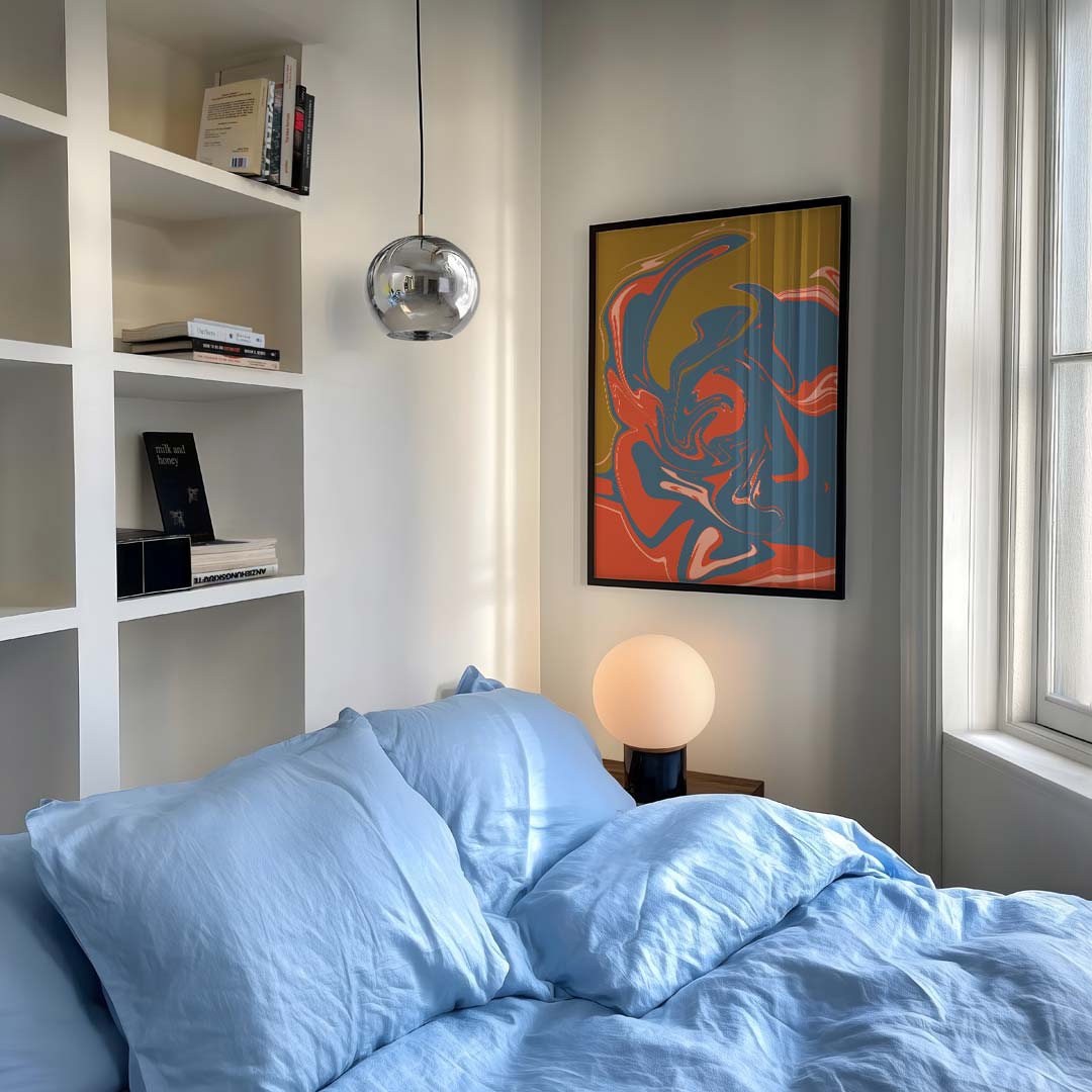 Moderne Swirl Kunstposter – staande kleurrijke abstracte wanddecoratie van WallArtistic